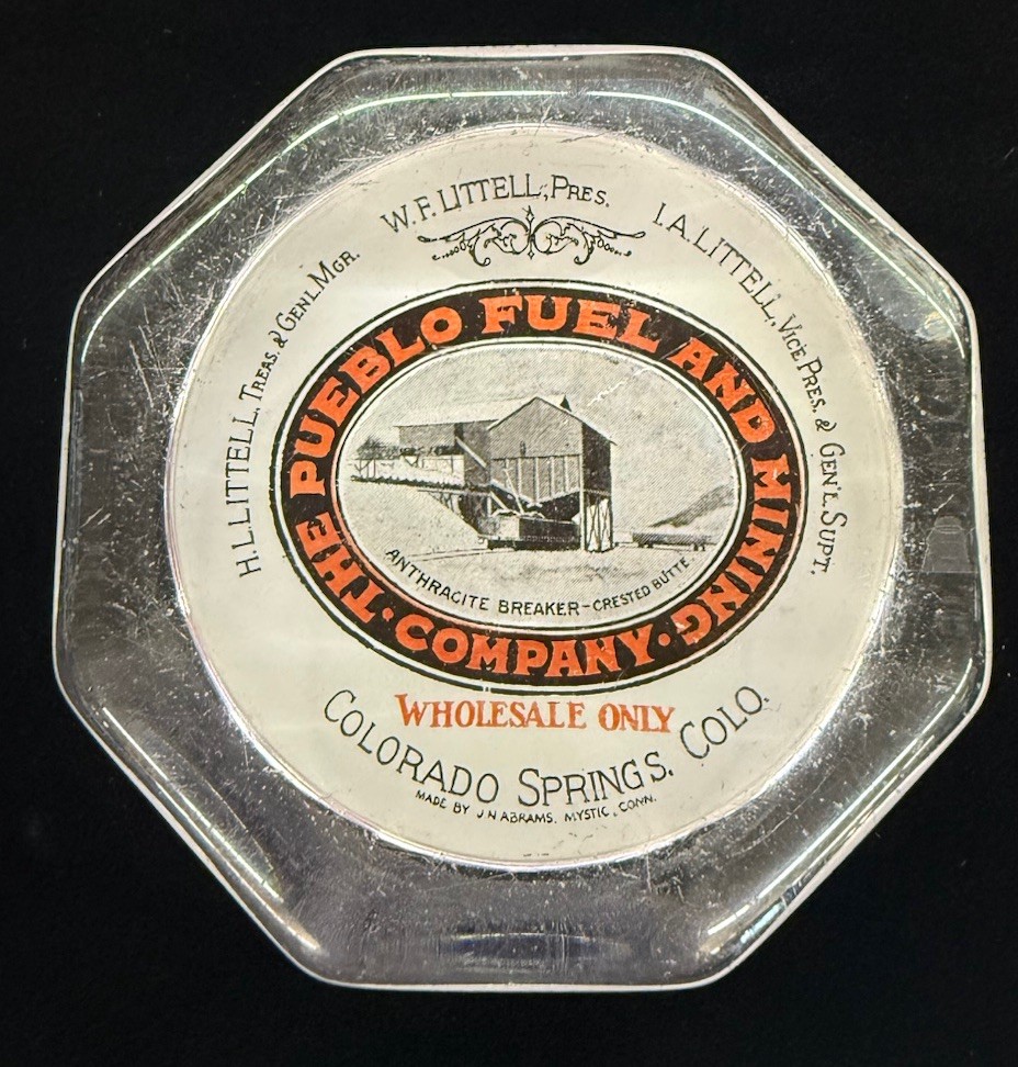 Glass Pueblo Fuel And Mining Company- Colorado Springs Advertising Paperweight