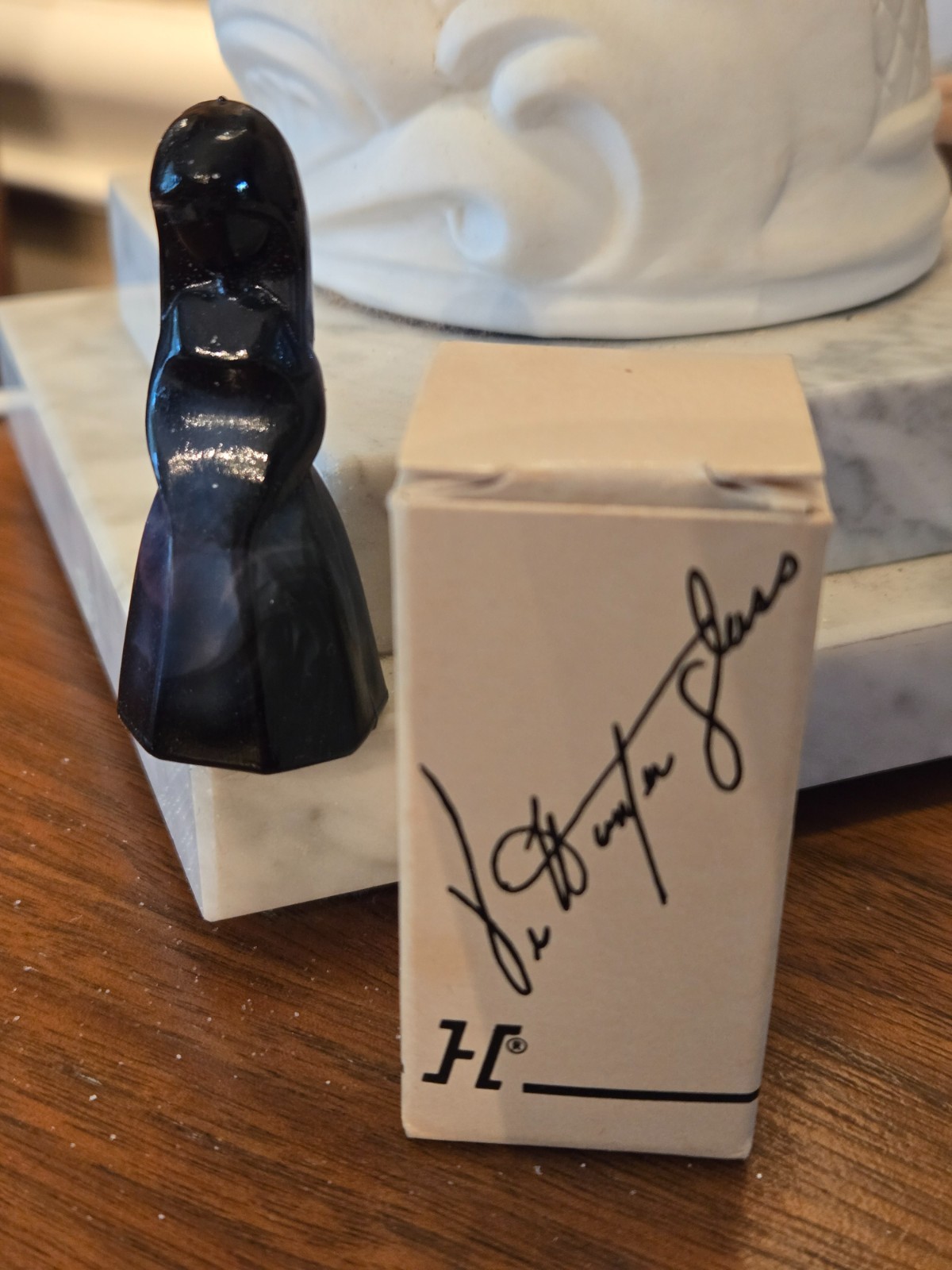 VTG – JENNY DOLL 2 1/4”H -VI HUNTER Mosser Glass -DARK COBALT BLUE – w/BOX