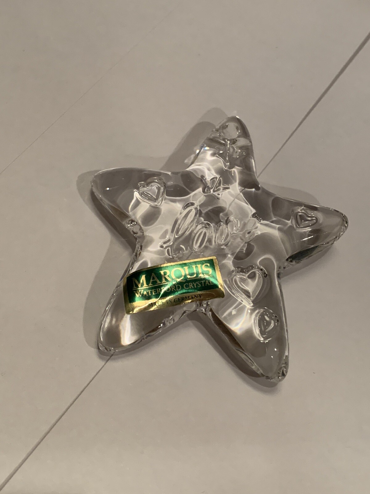 🎁Marquis By Waterford Clear Crystal Starfish Love Paperweight Hand Cooler