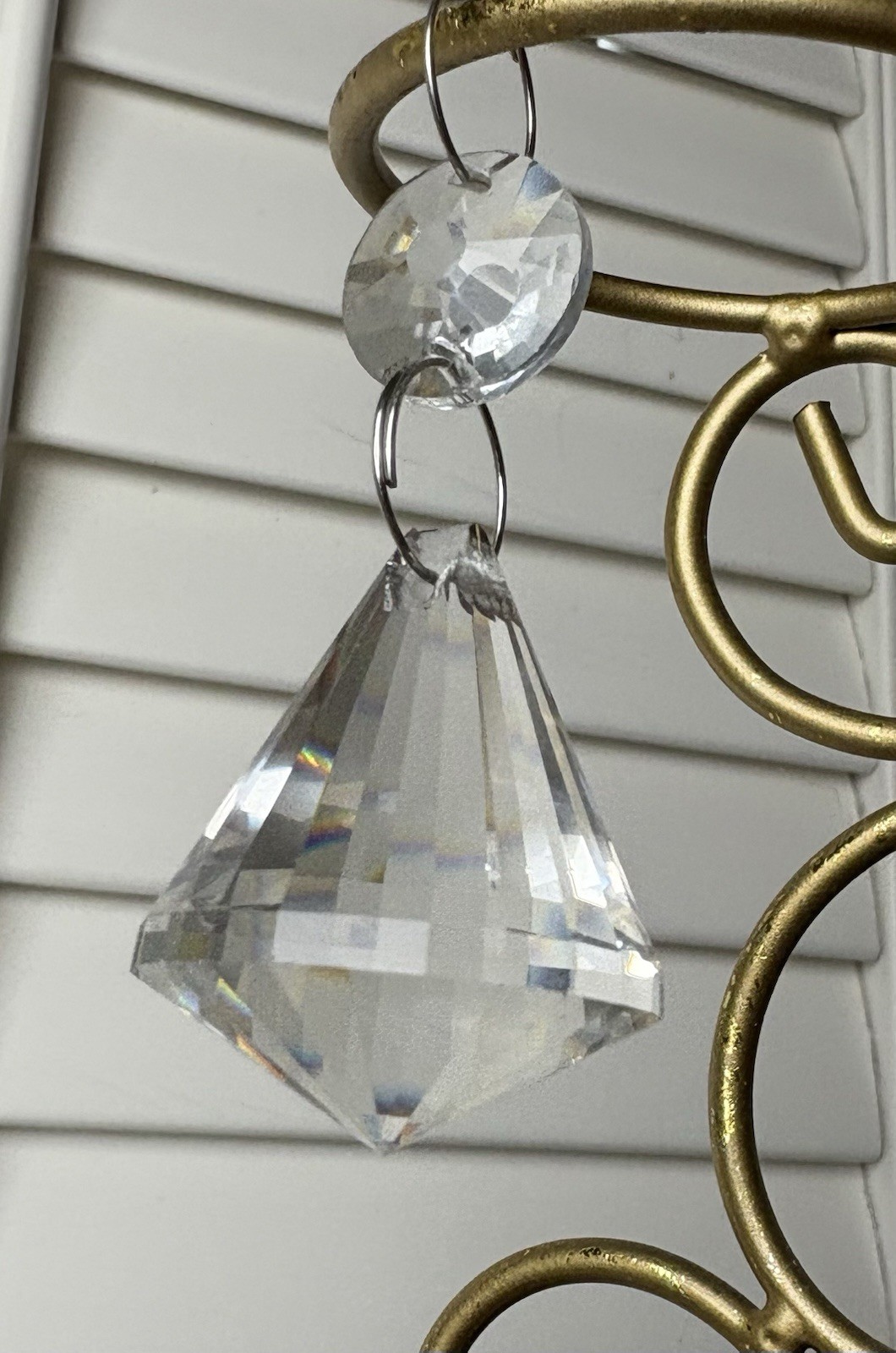 66mm Clear Crystal Diamond Prism +Disc 2 Tier Chandelier Pendant Decor Xmas Tree