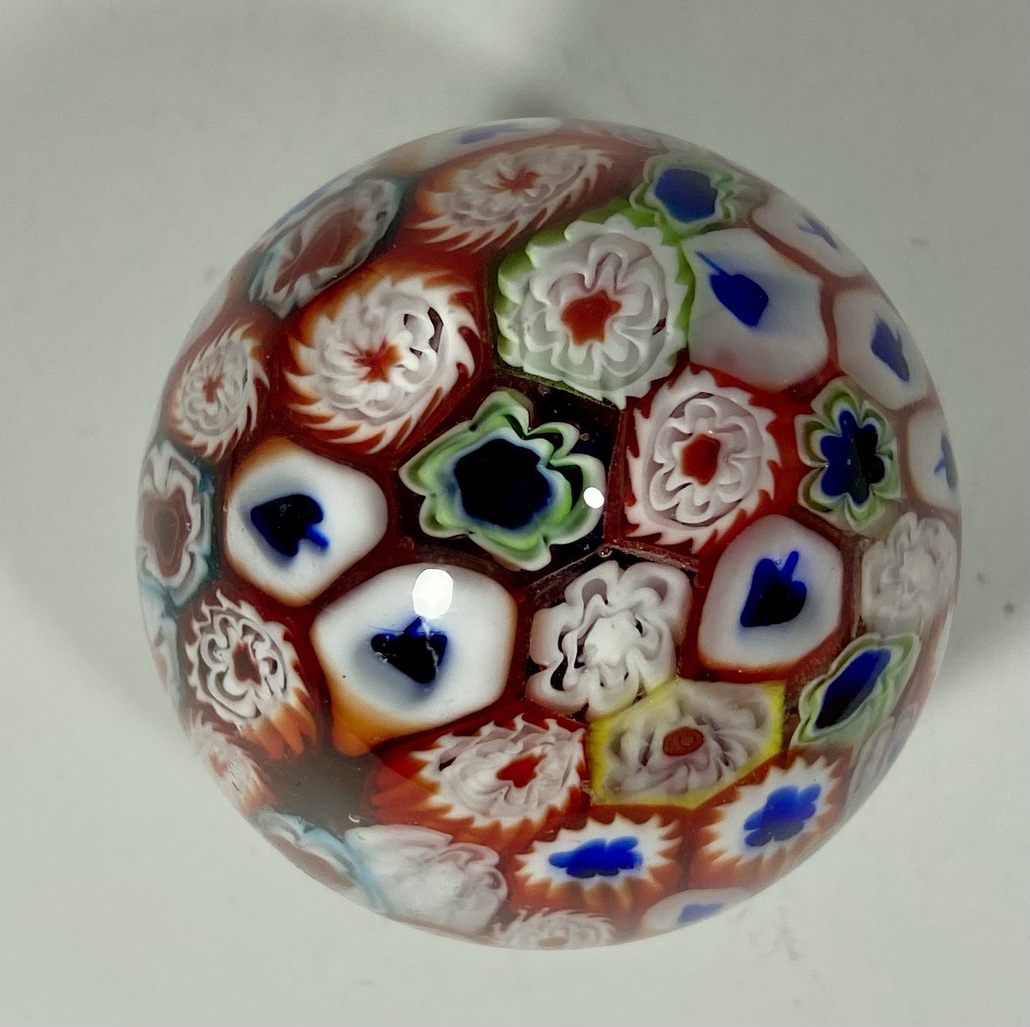 Millefiori Art Glass Paperweight Egg Shaped 3.25 Inch