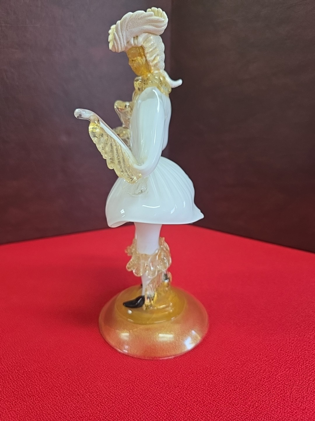 Vintage Murano Glass Figurine of a Venetian Dancer 10.5 In Tall