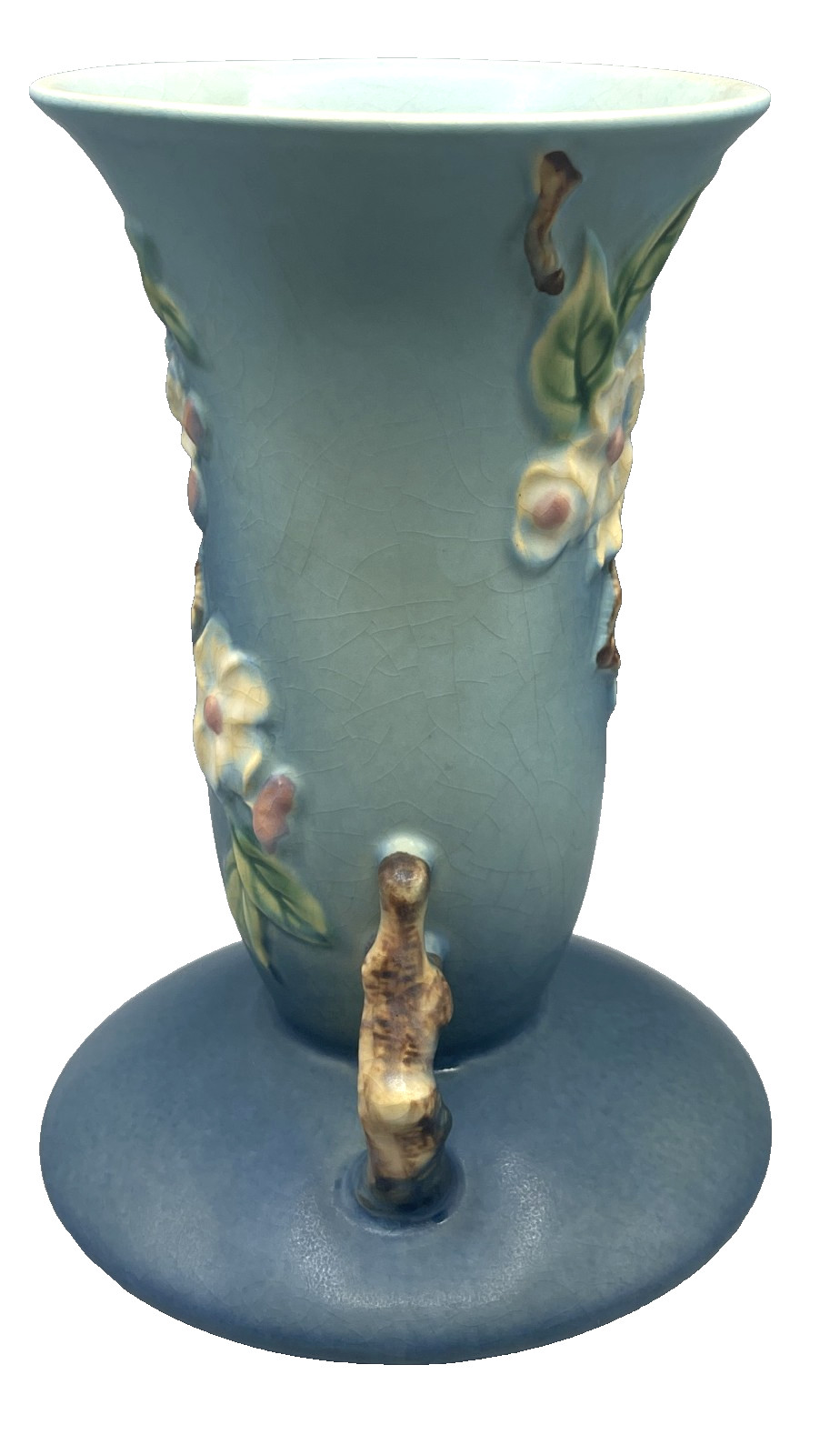 Roseville Pottery 10 1/4″ “APPLE BLOSSOM” Handled Footed Vase 388-10 1940’s