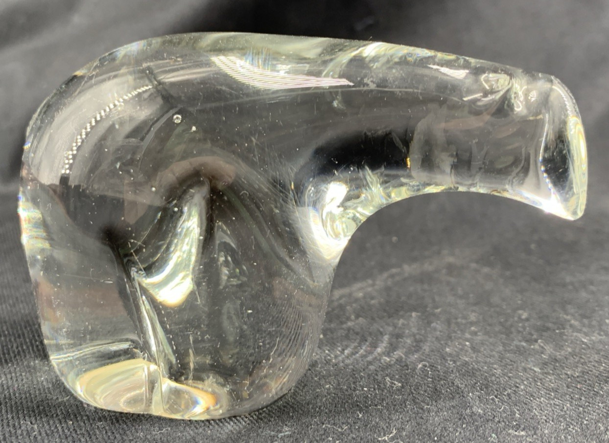 Blown Glass Polar Bear Crystal Clear Figurine Paperweight 3.75″ Vintage