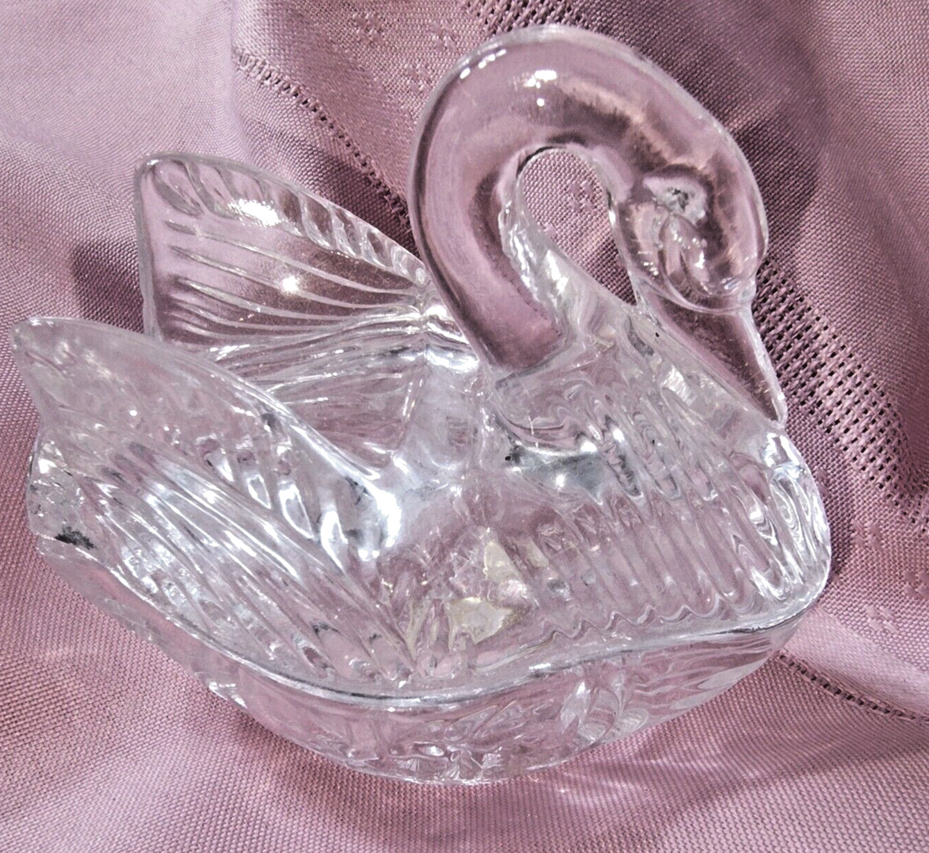 VTG 1980s Cut Crystal Swan Figurine – Elegant Clear Glass Design Lead Crystal