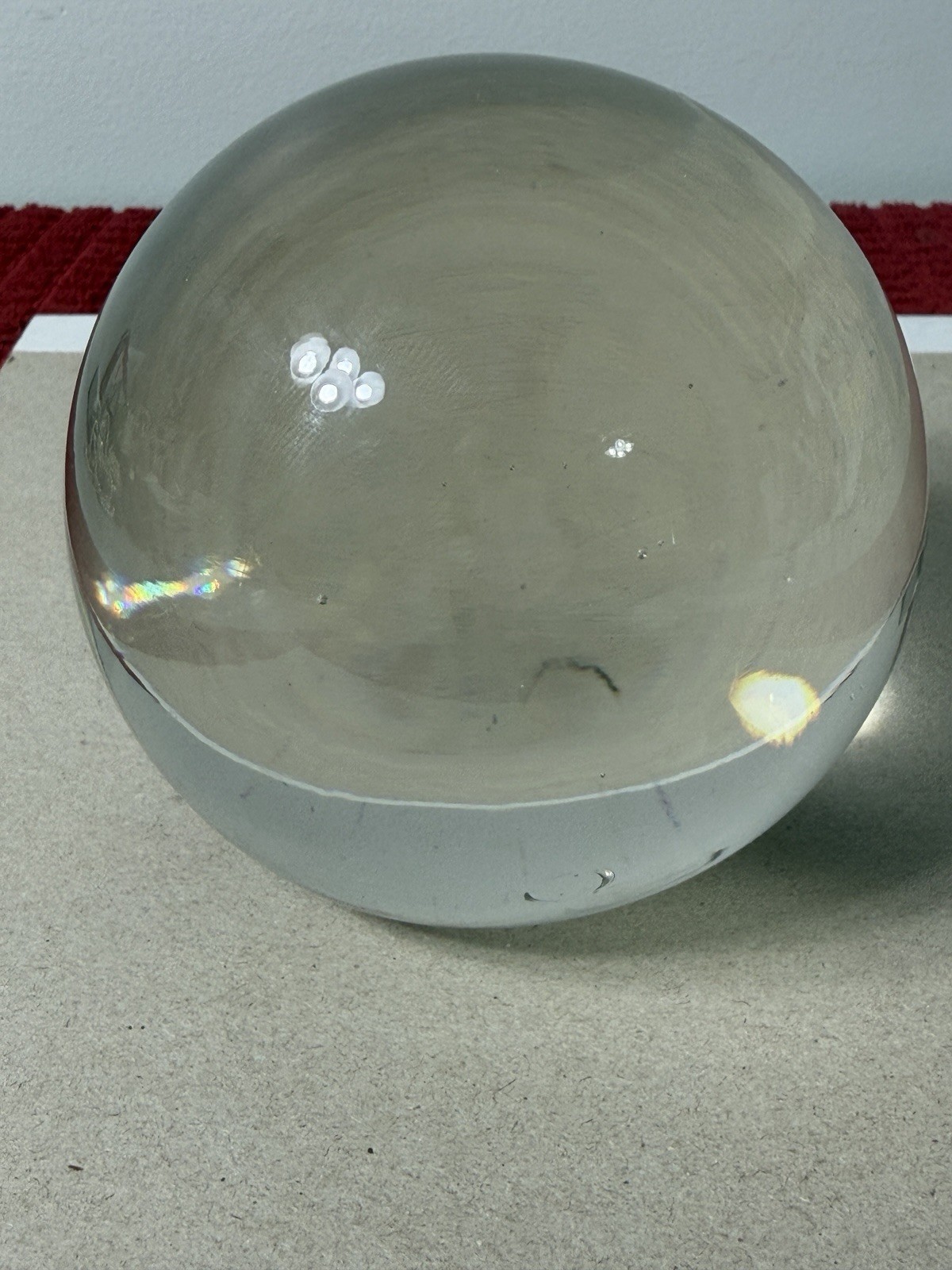 Solid Crystal Ball Glass Sphere/Orb Flat Bottom Paperweight 4″ 3.lbs.
