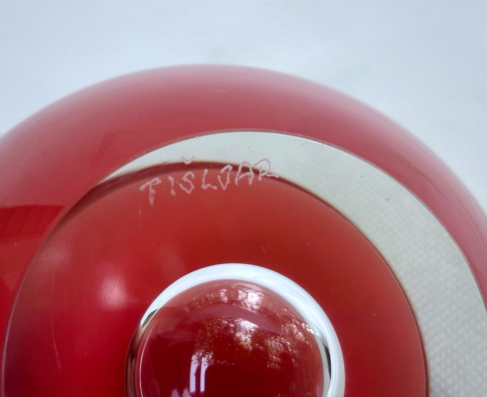 Jeronim Tisljar Signed Czech Art Glass Bowl Red Clear Beranek Studio