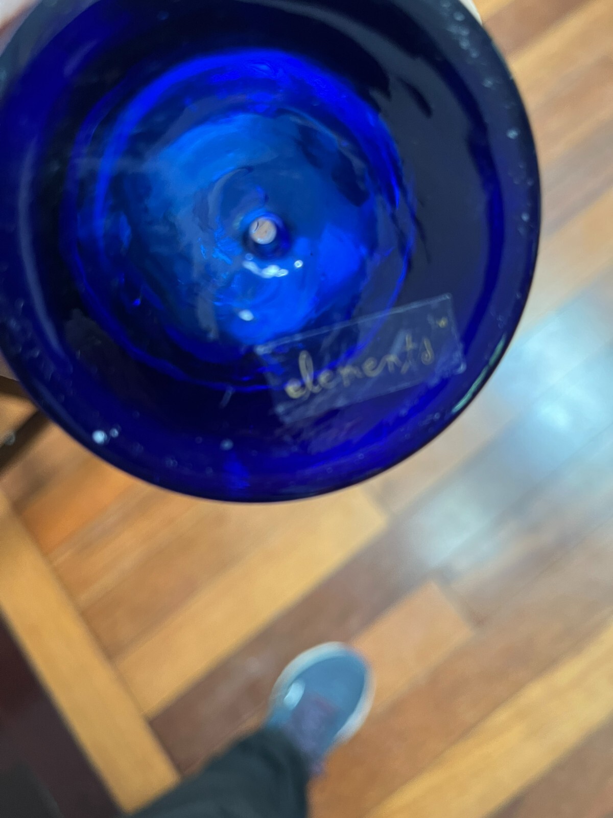 ELEMENTS Cobalt Blue Decanter Ombre Art Glass w/Stopper 9.25” Control-Bubble In