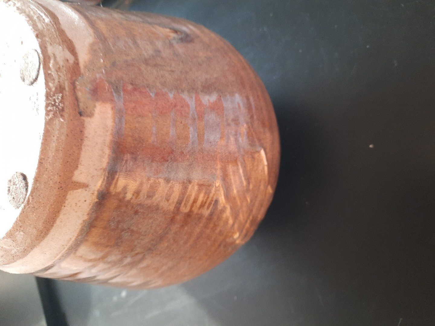1985 Vintage Pottery Vase, earth tones 8″x7″ 4″ top beautiful