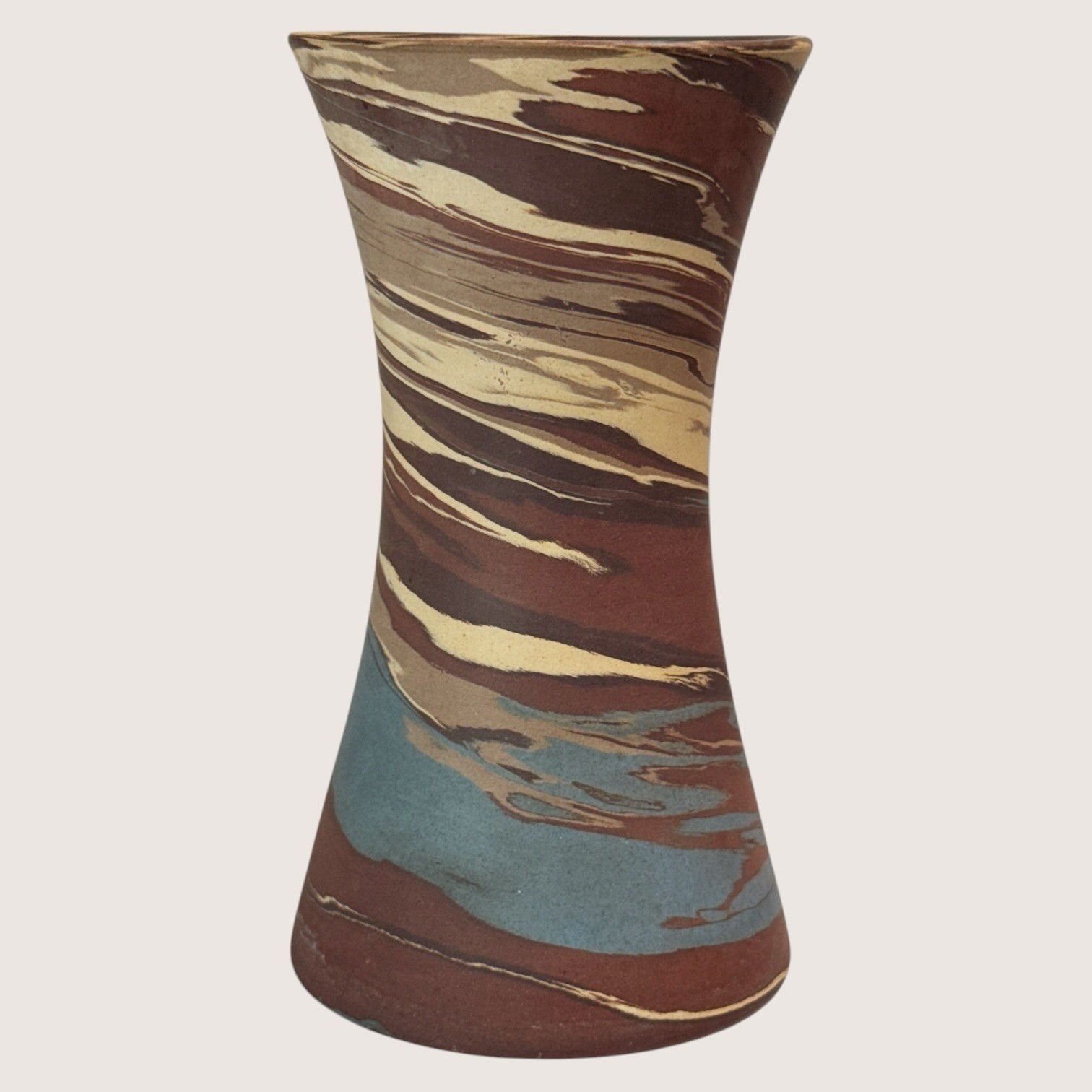 Niloak Pottery Vase Swirl Earthy/Blue 6.5 Inch
