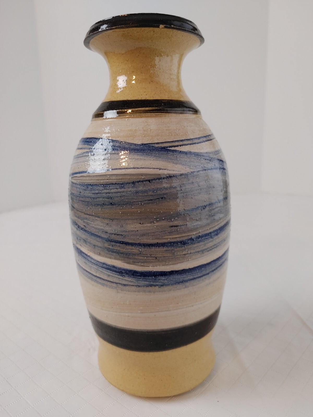Vintage Pottery Vase Hand Thrown Hand Glazed 9.5 Inches Signed #20188