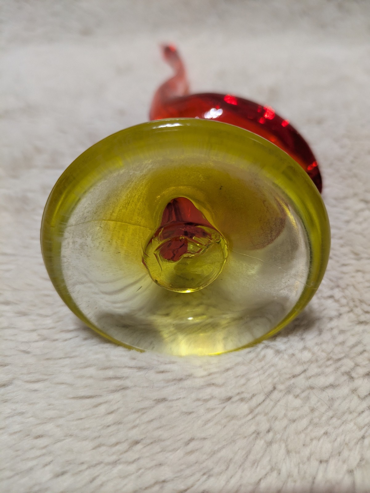 Viking Glass Long Neck Crane Bird Heron Egret Hand Made Red Yellow Art Decor