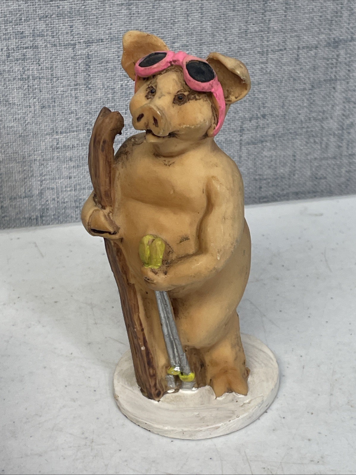 Vintage Pig Figure Standing Snowboard Theme Giocolino Euro souvenir 5” Italy