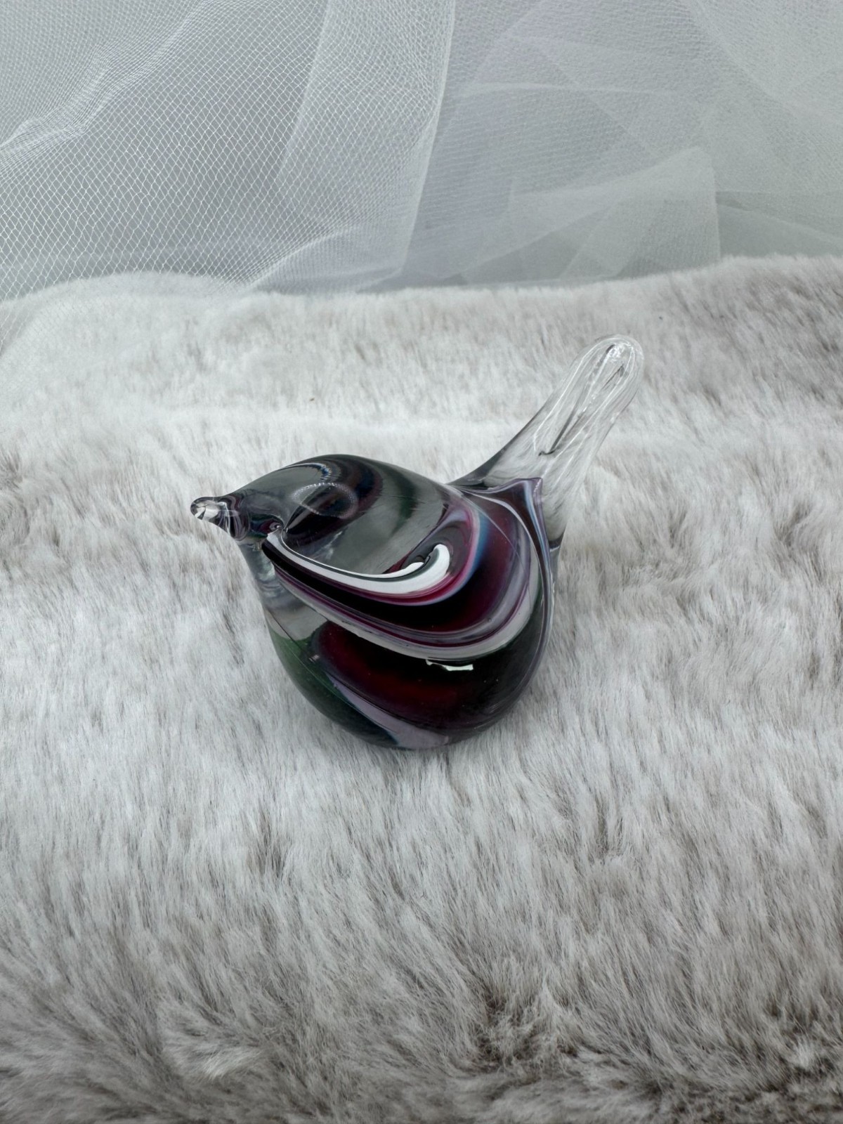 Handcrafted Multi-Color Blown Glass Bird Figurine Paperweight Home Decor