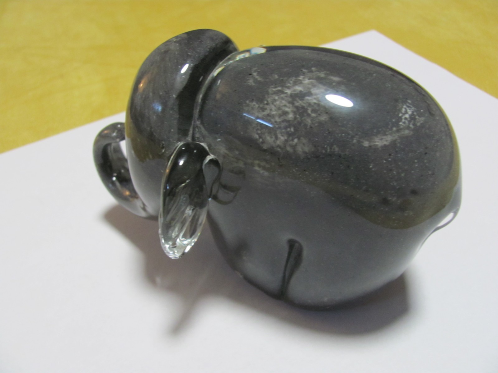 Vintage Gray & Clear Art Glass Elephant Paperweight. Very Nice!!!!