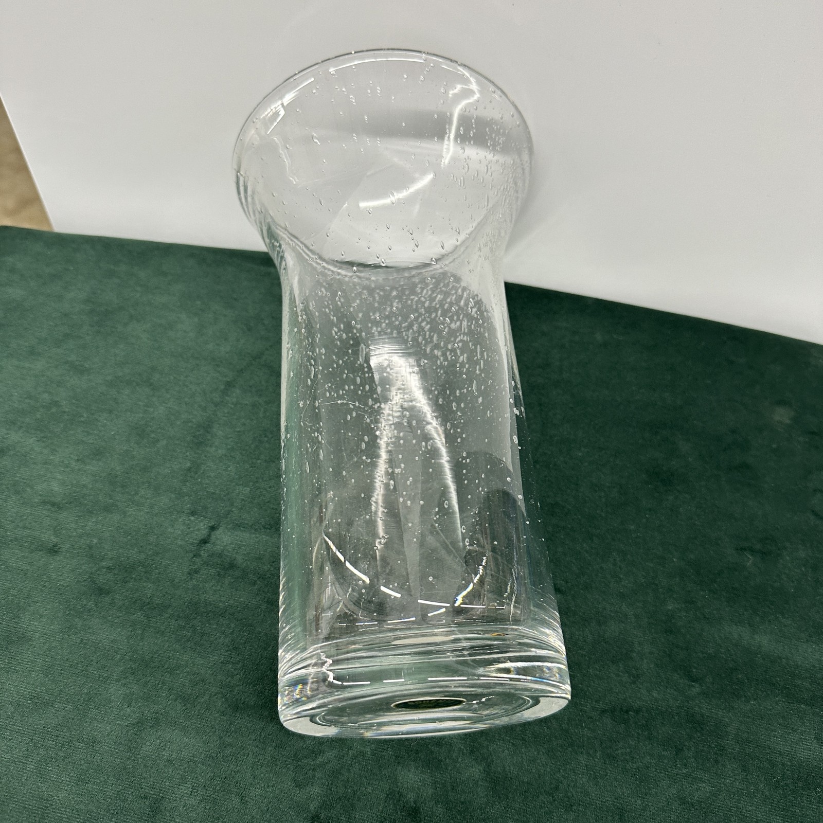 Bohemia Czechoslovakia Seeded Glass Vase Hand Cut Lead Crystal 8.75″ Tall