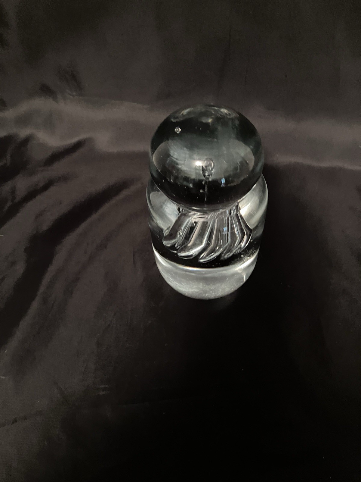 Vintage Blenko Art Glass Clear Air Twist Knob Paperweight 4.25”