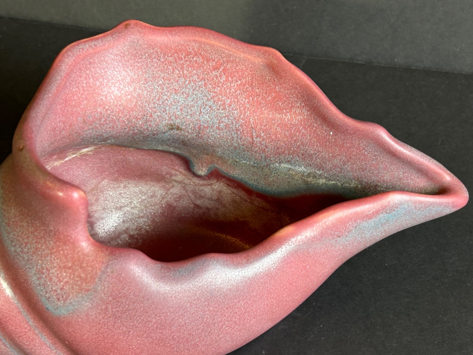 Vintage Van Briggle Signed Shell Conch Planter Mulberry /Persian Rose 10 Inch