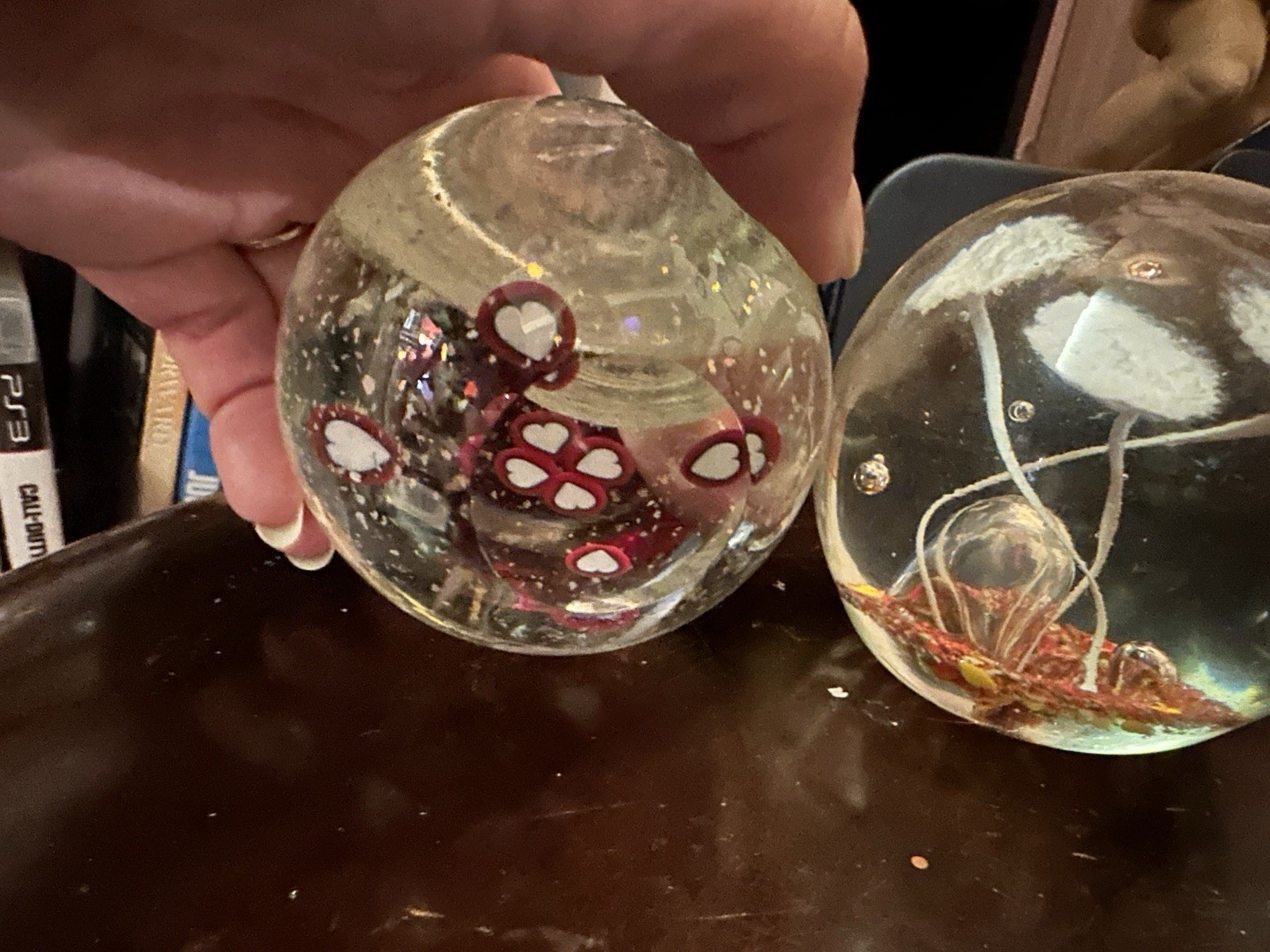 Lot Of 4 Art Glass Paperweights Varied Floral Settings From 1970s and 1980s
