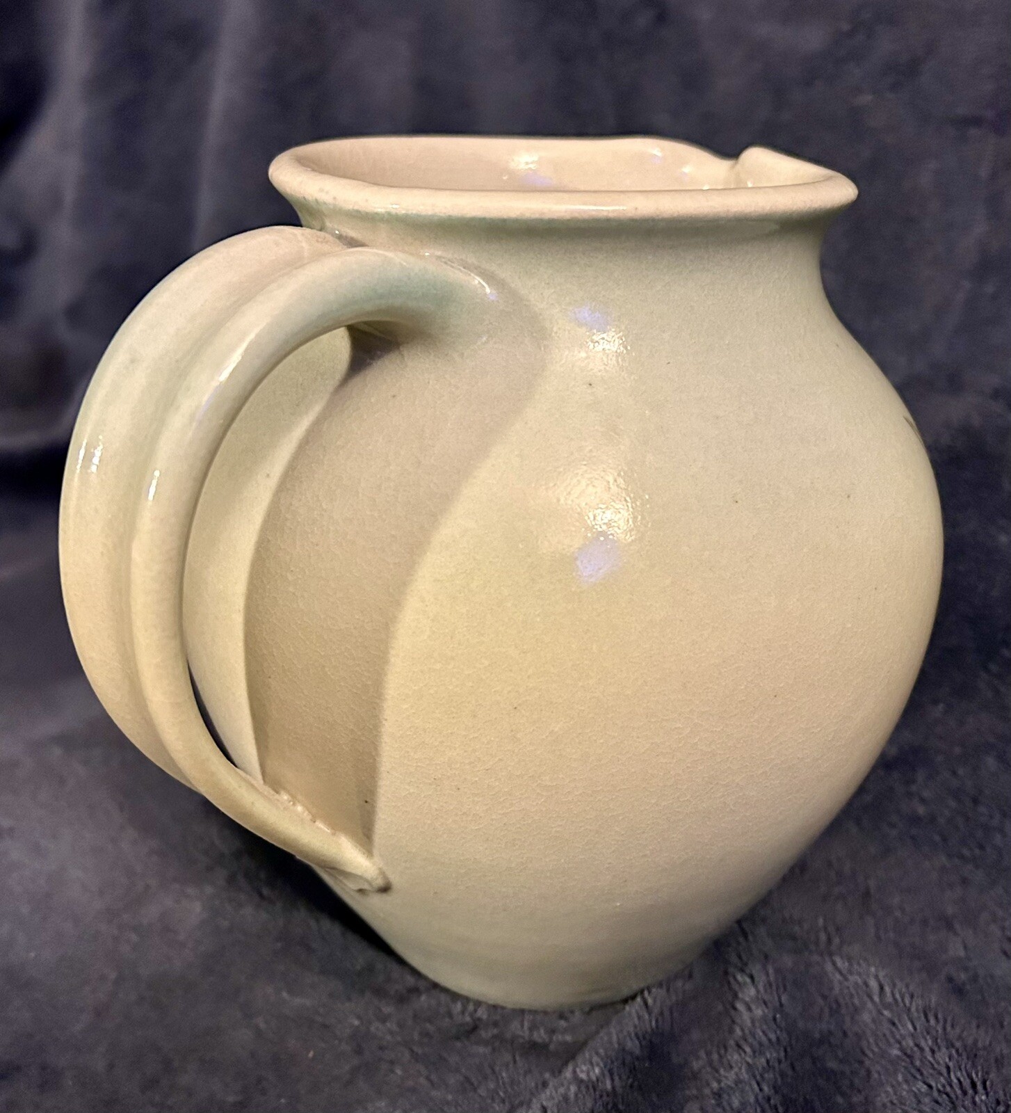 Santa Barbara Ceramic Design 1982 Art Pottery Hand Painted Pitcher Vase 7”x6.5”