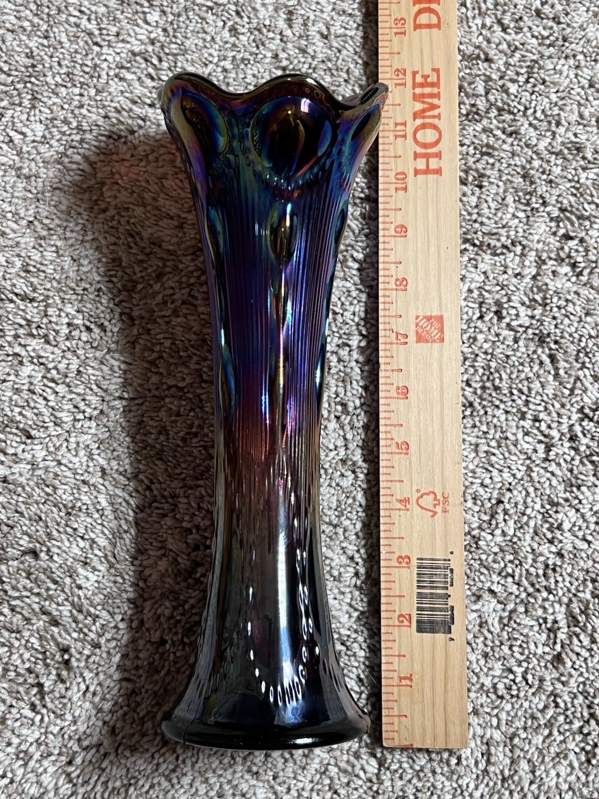 Imperial Beaded Bullseye Amethyst Swing Carnival Glass Base—11.25”
