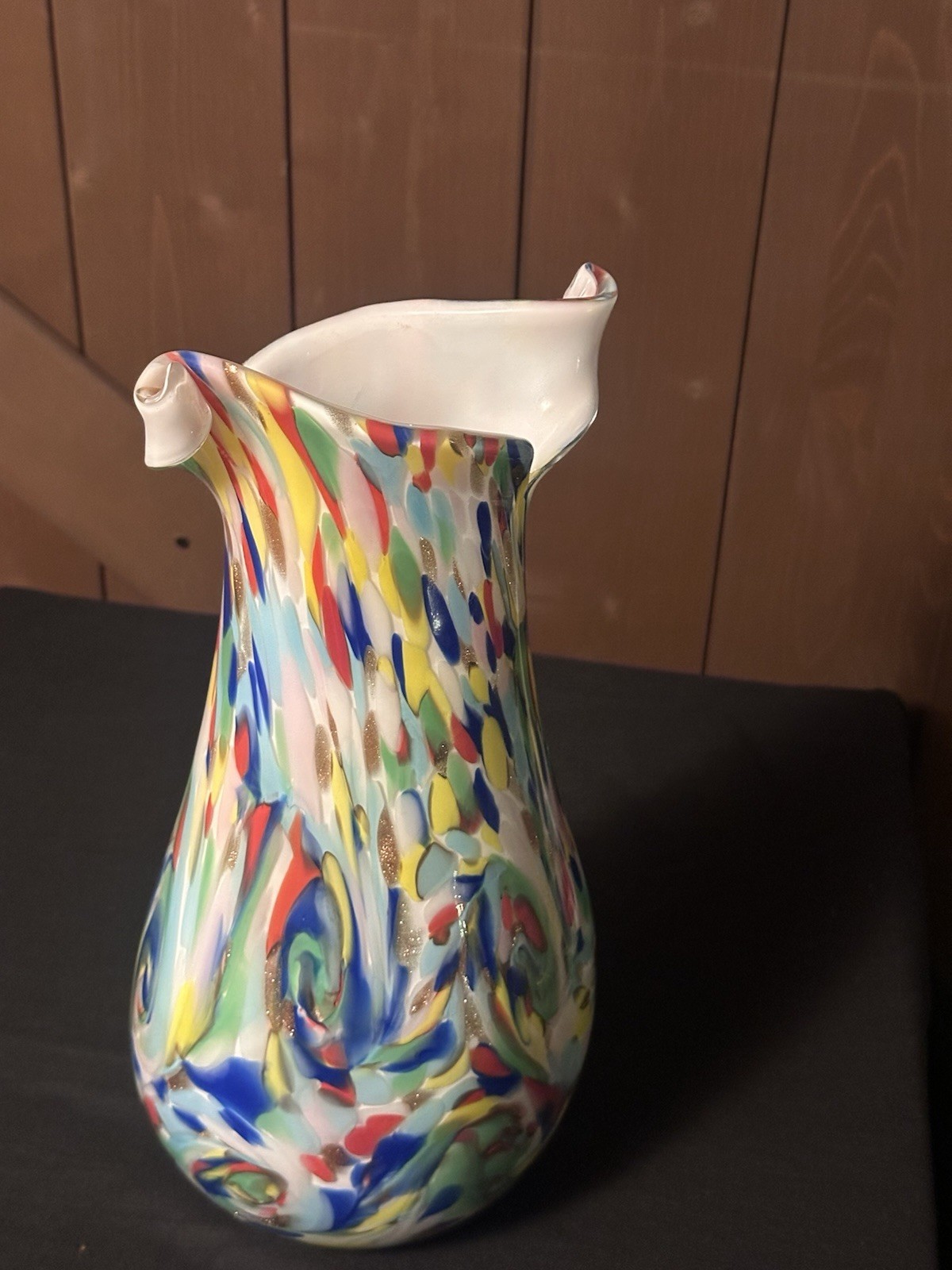 Fratelli Toso Handblown Italian Murano Glass “Apparenzia” Vase Starry Night