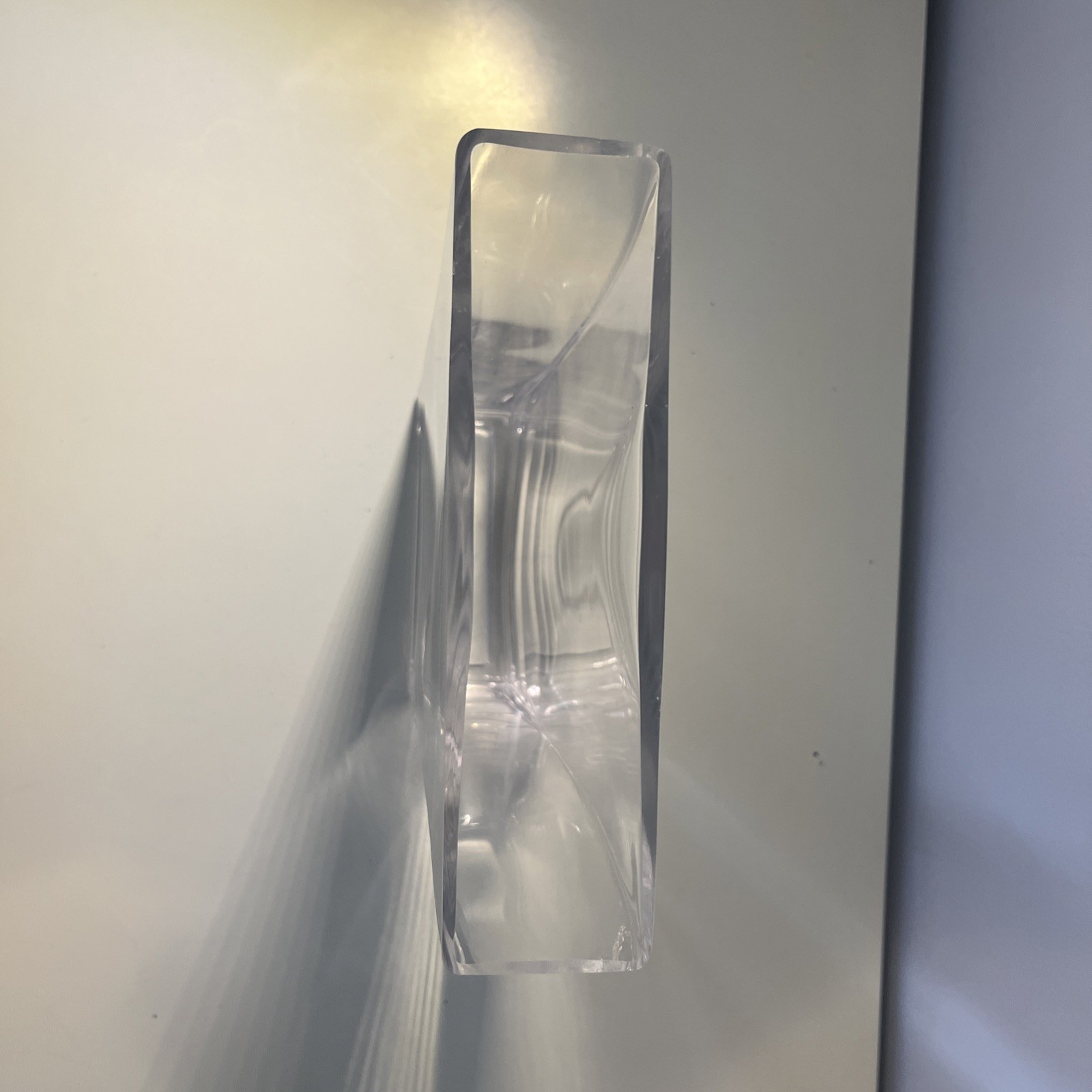 Clear Thick Glass Rectangle Flared Vase Home Decor Table Shelf Accent 9.8” X 7”