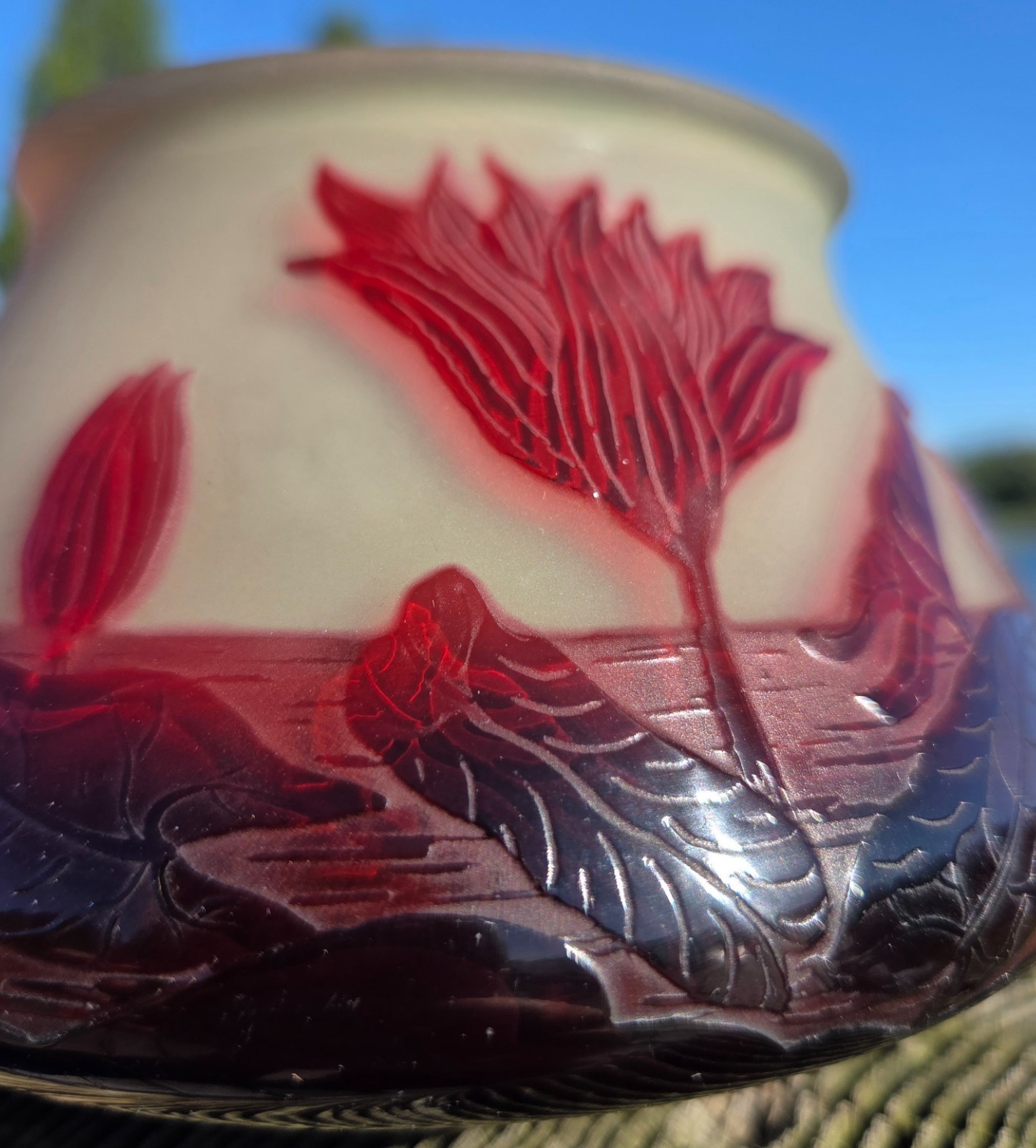 READ DESCRIPTION – 2 Art Nouveau French Acid etched vases D’Argental & de Vez