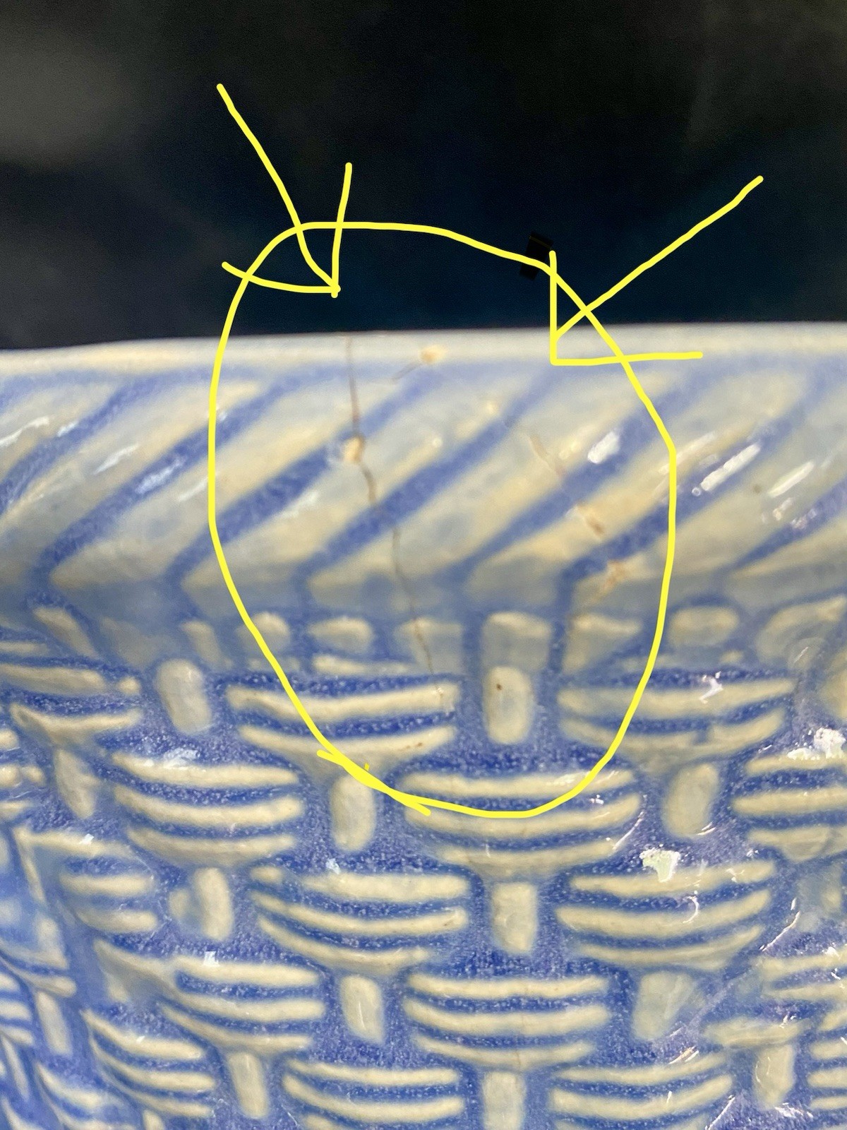 McCoy Pottery, 1932 Unmarked 10” Basketweave vase in Cornflower Blue