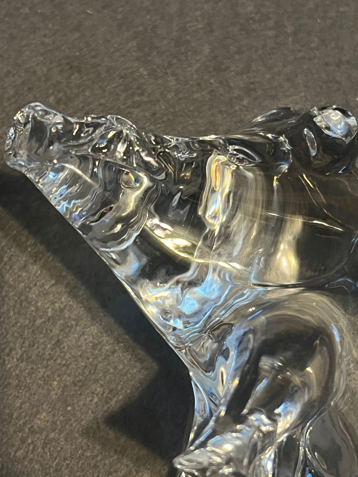 Baccarat Crystal Glass Boar Figurine, Model 2. Stamped. Read Desc.