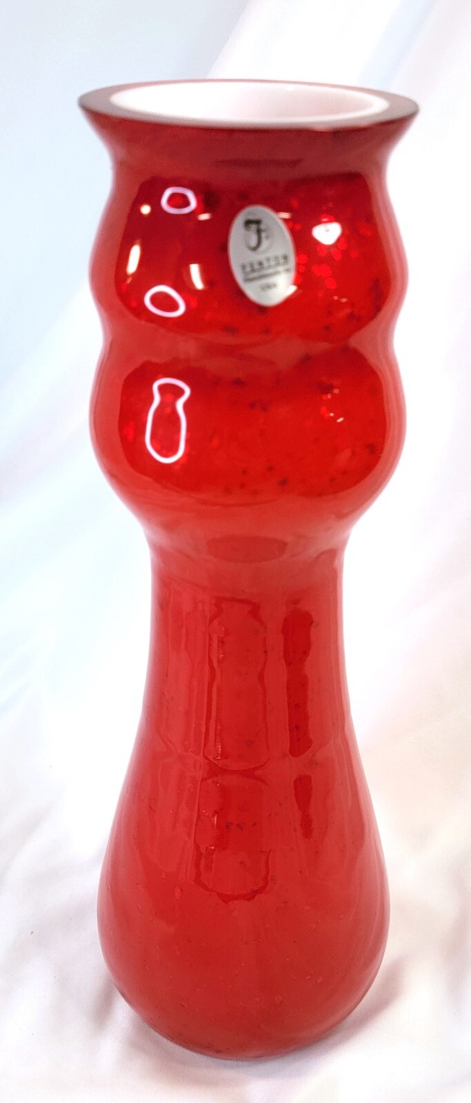 NEW Fenton Art Glass Red Sparkle Mica Flake Ruby Red Overlay Vase NIB
