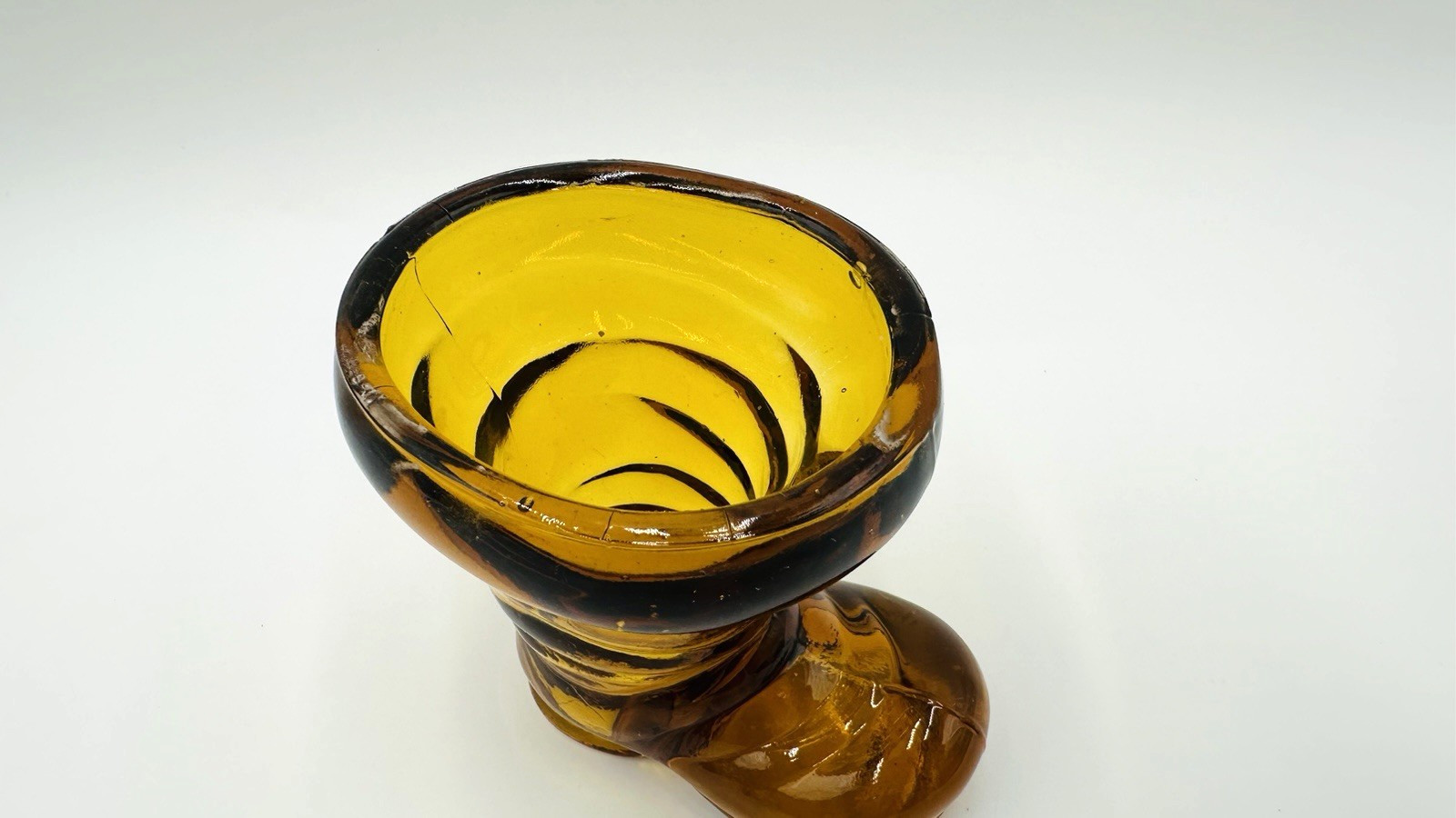 Vintage Amber Glass Boot Figurine Vase 3.75″