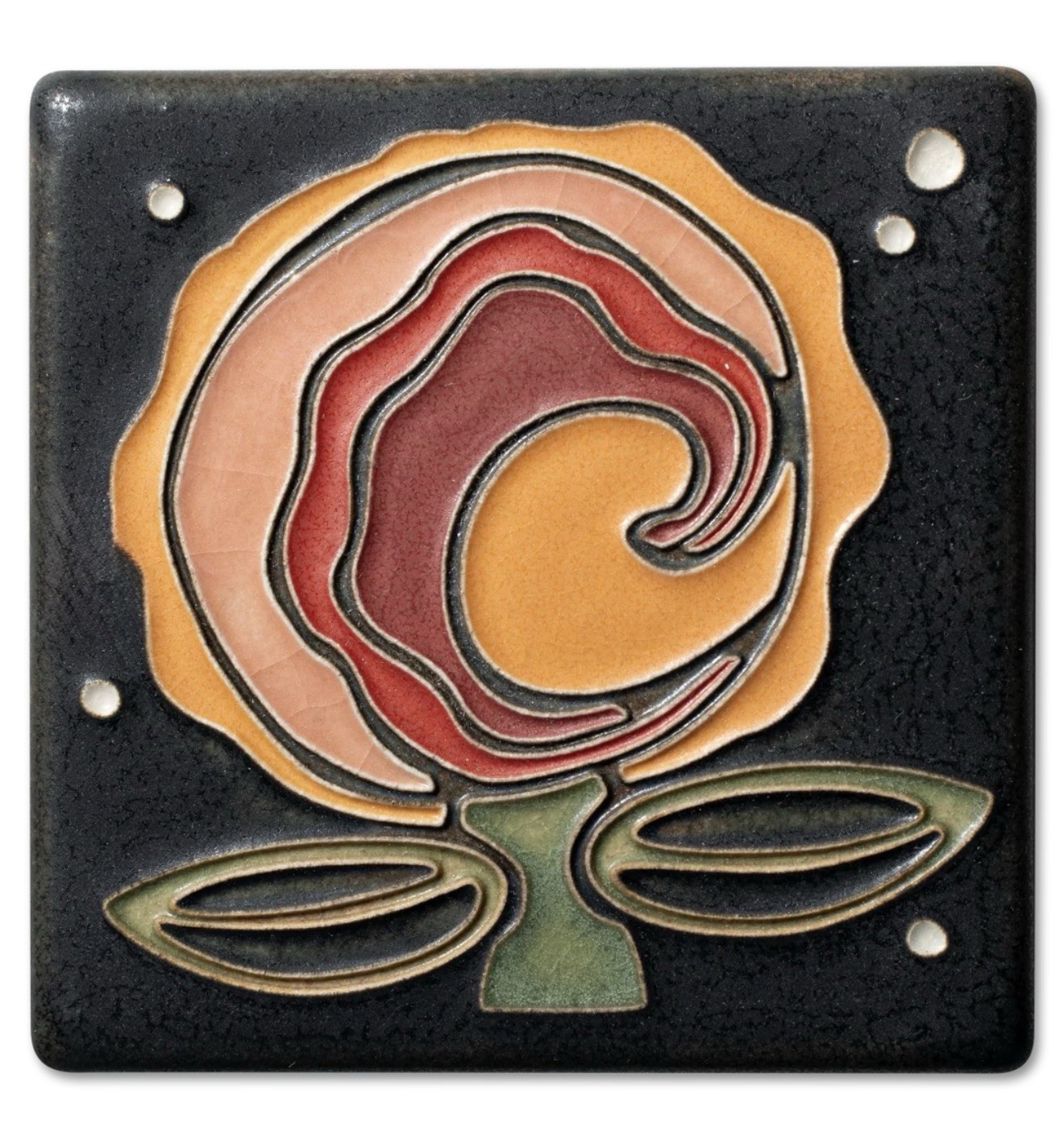 Motawi Tileworks 4×4 Cosmic Bloom- Orange