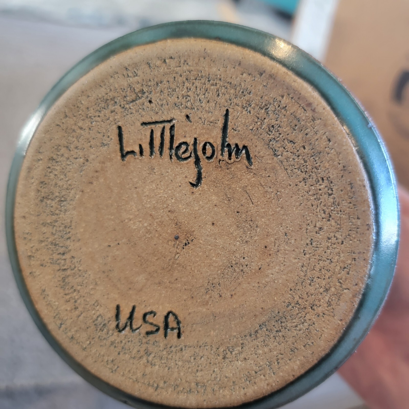 Vtg Southwestern VICTORIA LITTLEJOHN Moon Stars Cactus Art Pottery Vase Candle