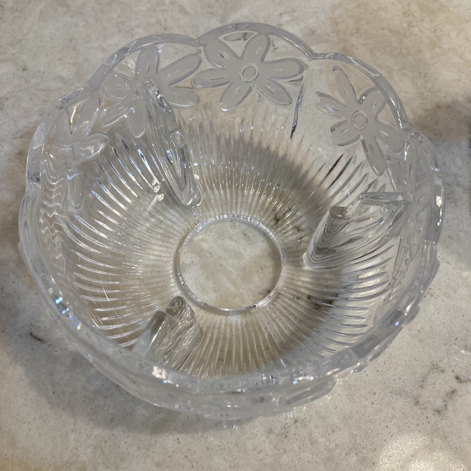 VTG Royal Limited Czech 24% Lead Crystal Daisy Fairy Lamp Pedestal Candle Holder