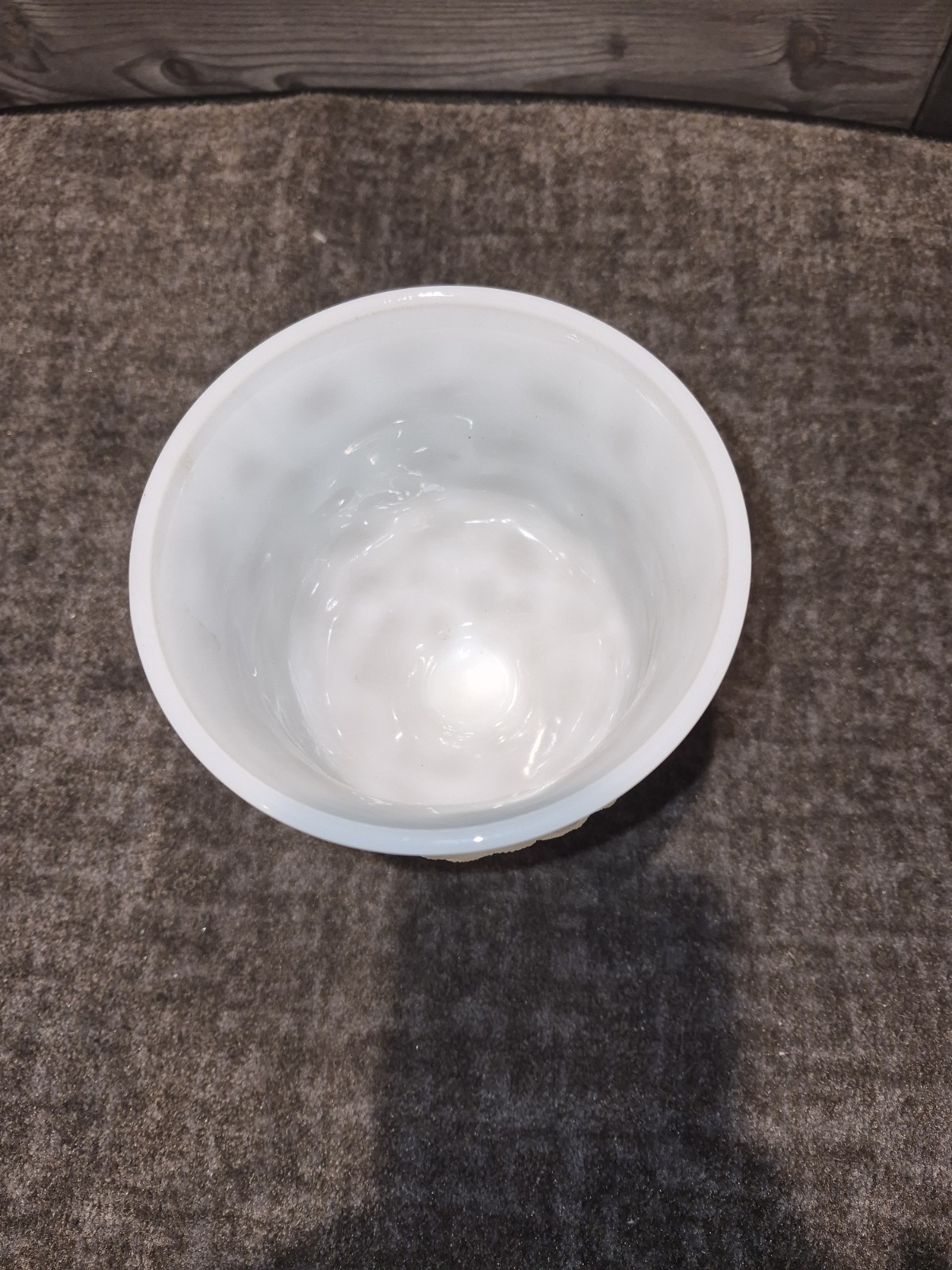 EO Brody Co Milk Glass Crinkled Pedestal Vase/ Planter 6.5″ M3000
