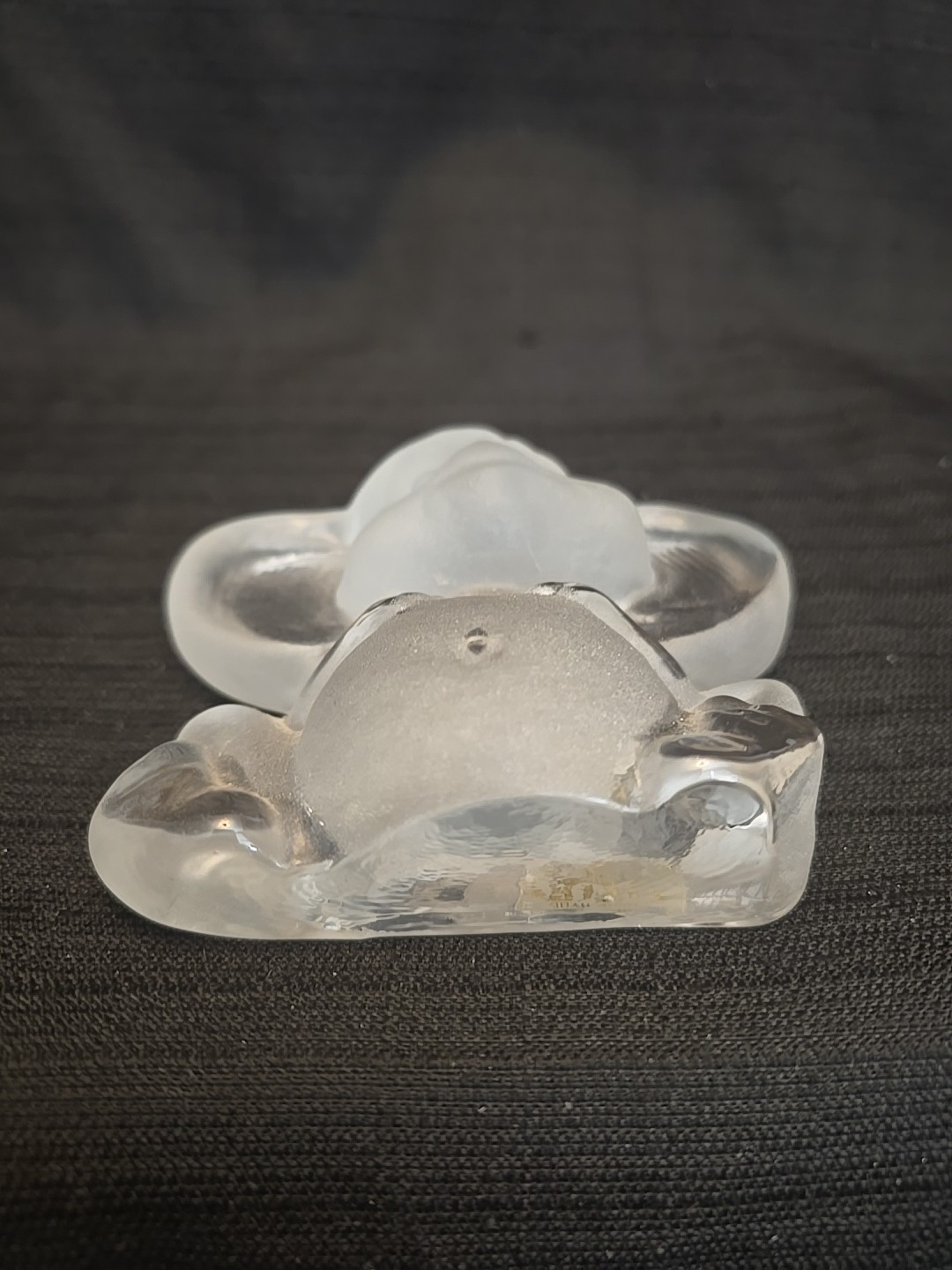 VIKING GLASS PAPERWEIGHT MOUSE WITH BIG EARS 4″ FROSTED ORIG. LABEL CLEAR