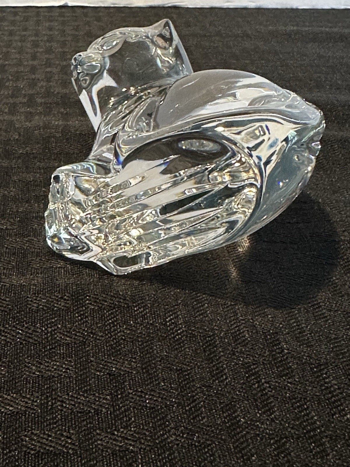 WATERFORD Ireland Crystal CAT LOOKING DOWN Figurine Paperweight
