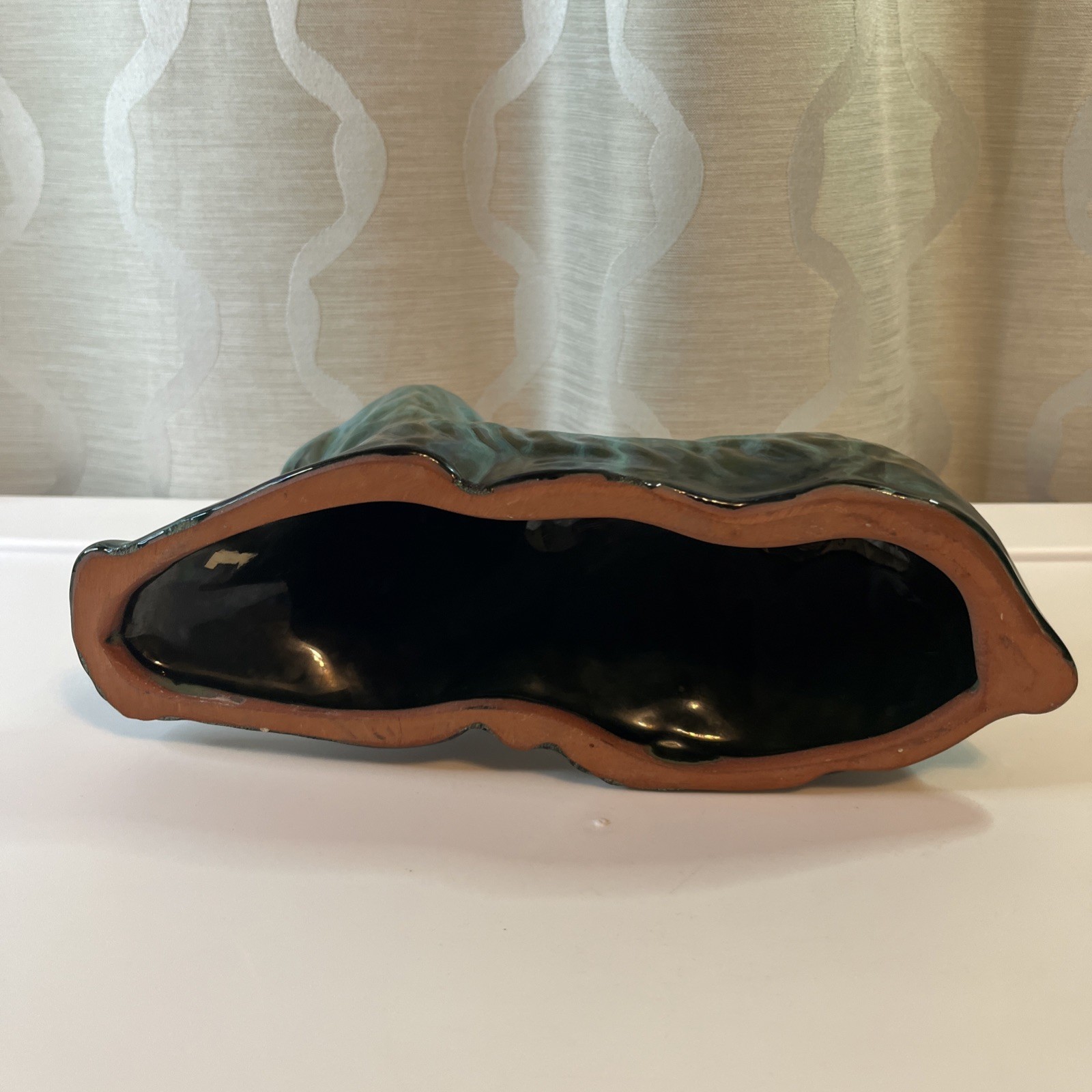 Vintage Blue Mountain Pottery Dog Spaniel Setter Green Drip Glaze