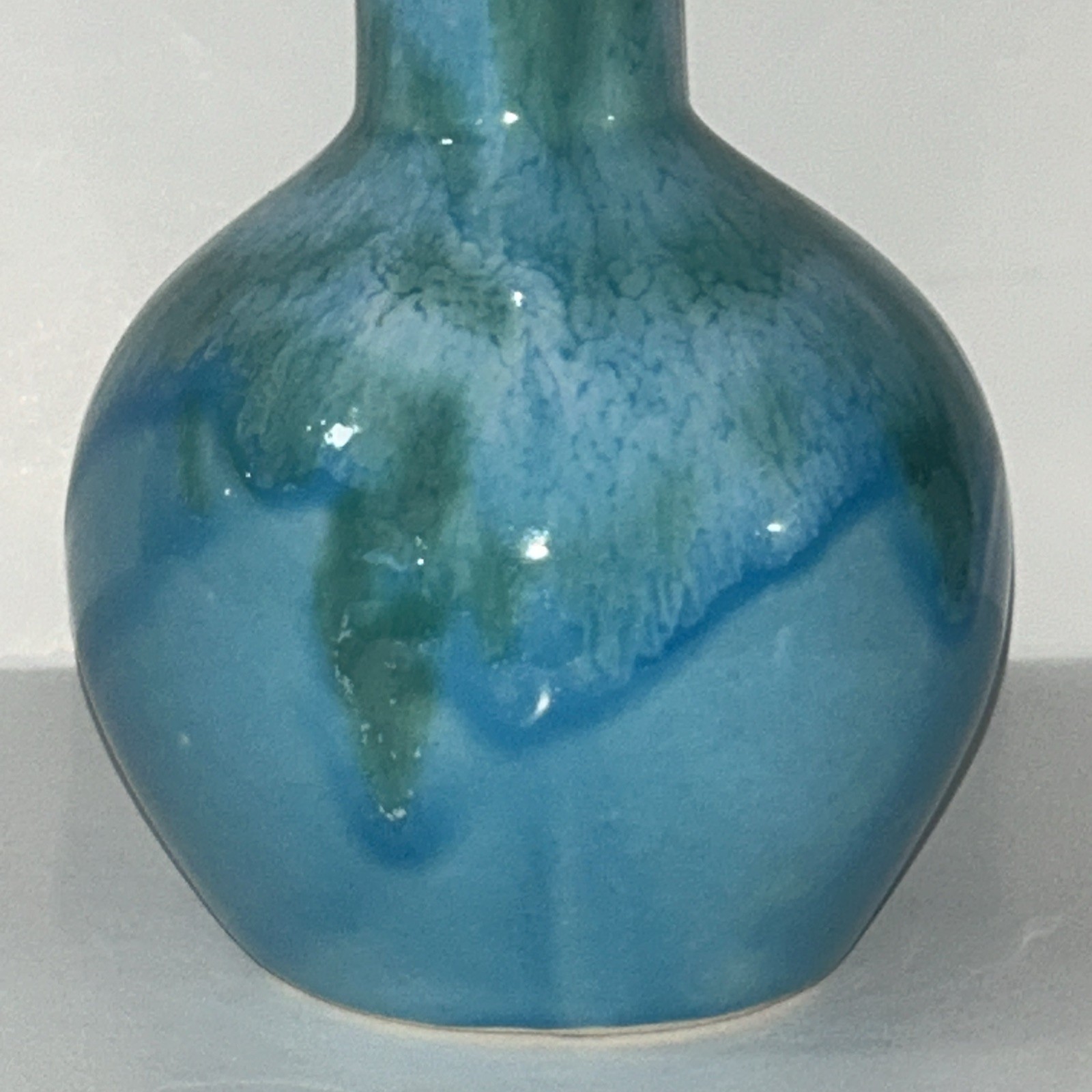 Dryden Pottery Vintage Blue Turquoise Pitcher Ewer Vase 6 1/2 Inches Tall Signed