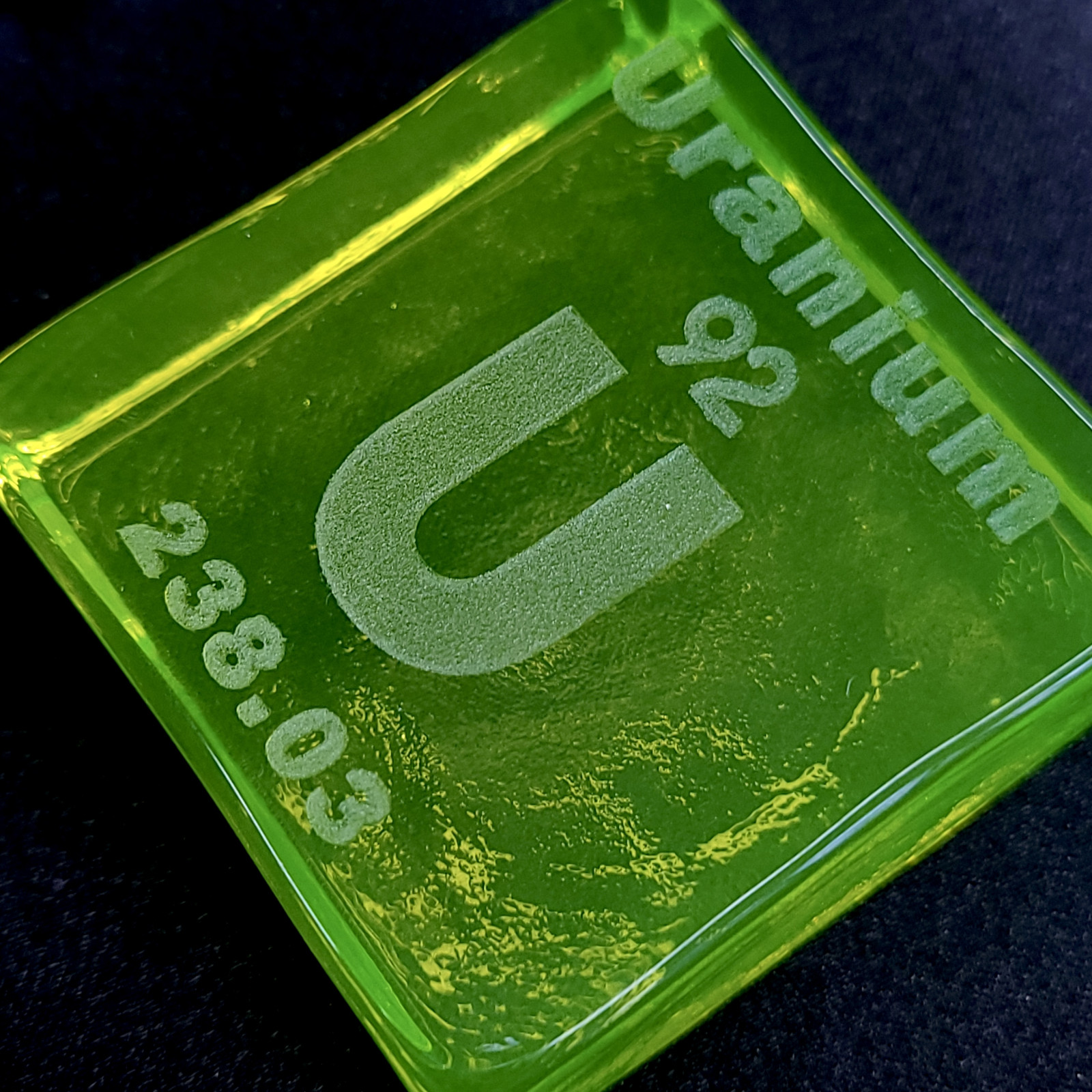 Uranium Glass Element Block Periodic Table Vaseline Glass Collectible Decor