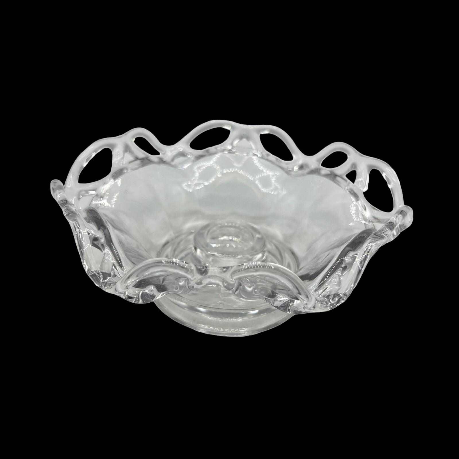 Vintage 1935-1943 Imperial Glass Laced Edge Crimped Candleholder Circa GUC