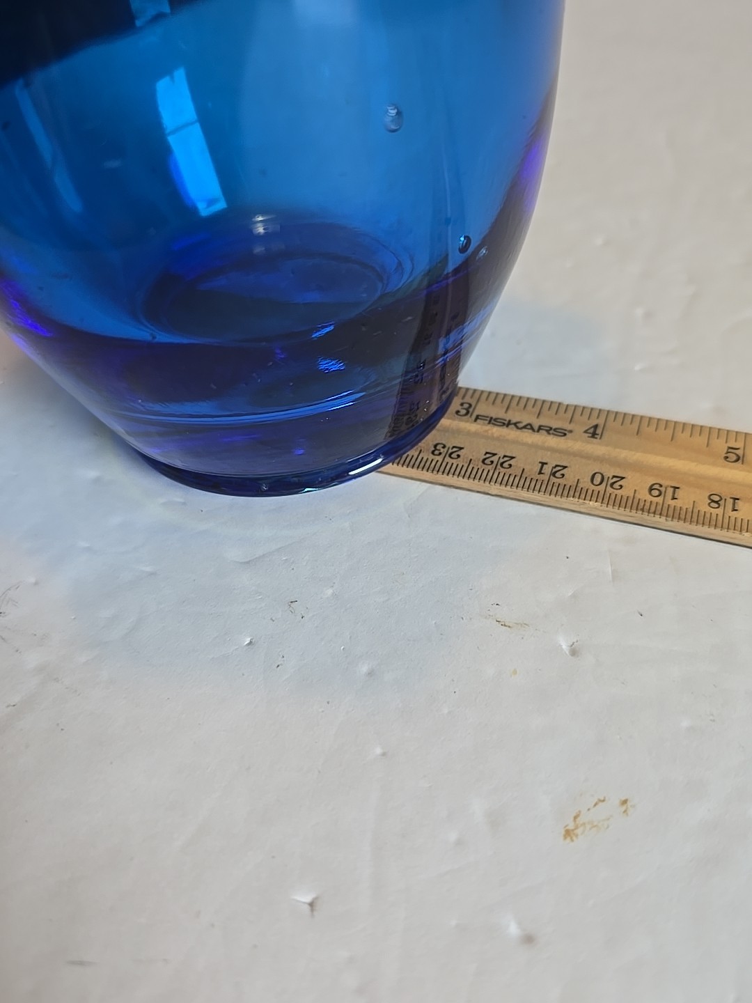 VTG Hand Crafted Coloura Vase HouzeX #6CV Sapphire Blue 4 Pronged Centerpiece