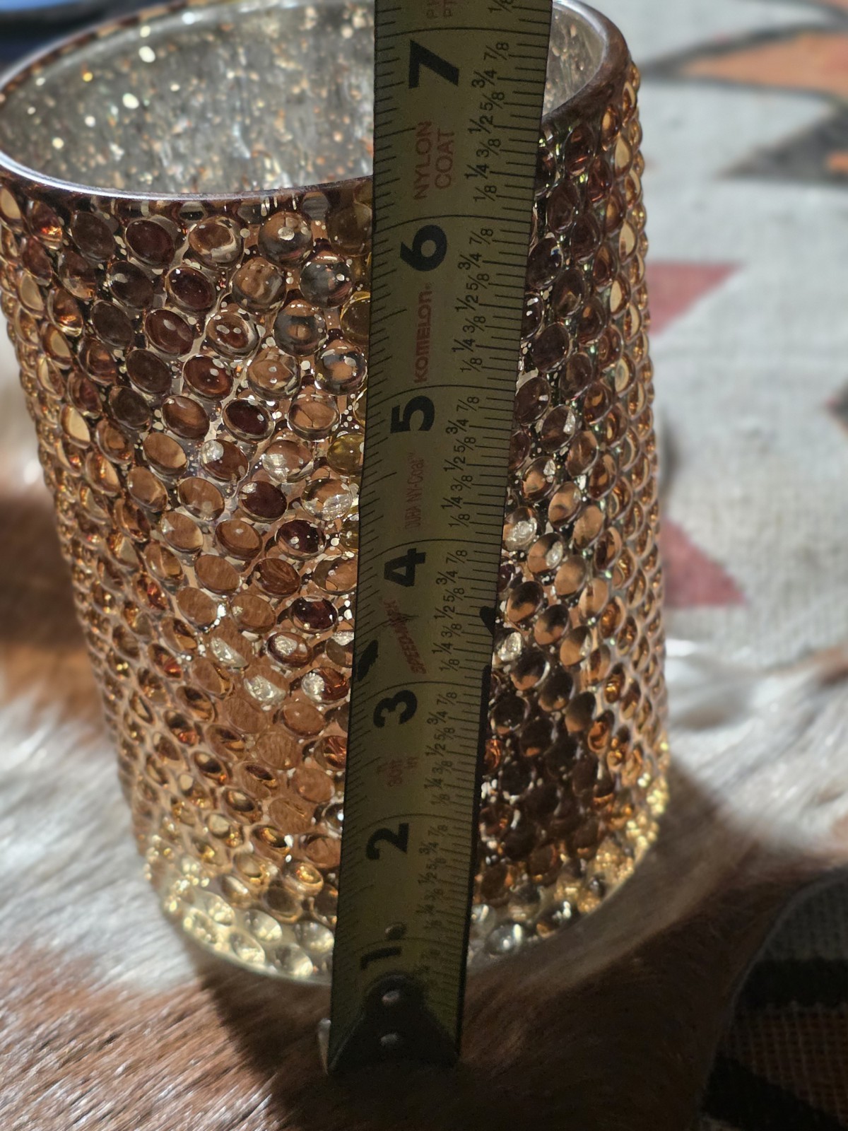Vintage Amber Hobnail Textured Glass Decorative