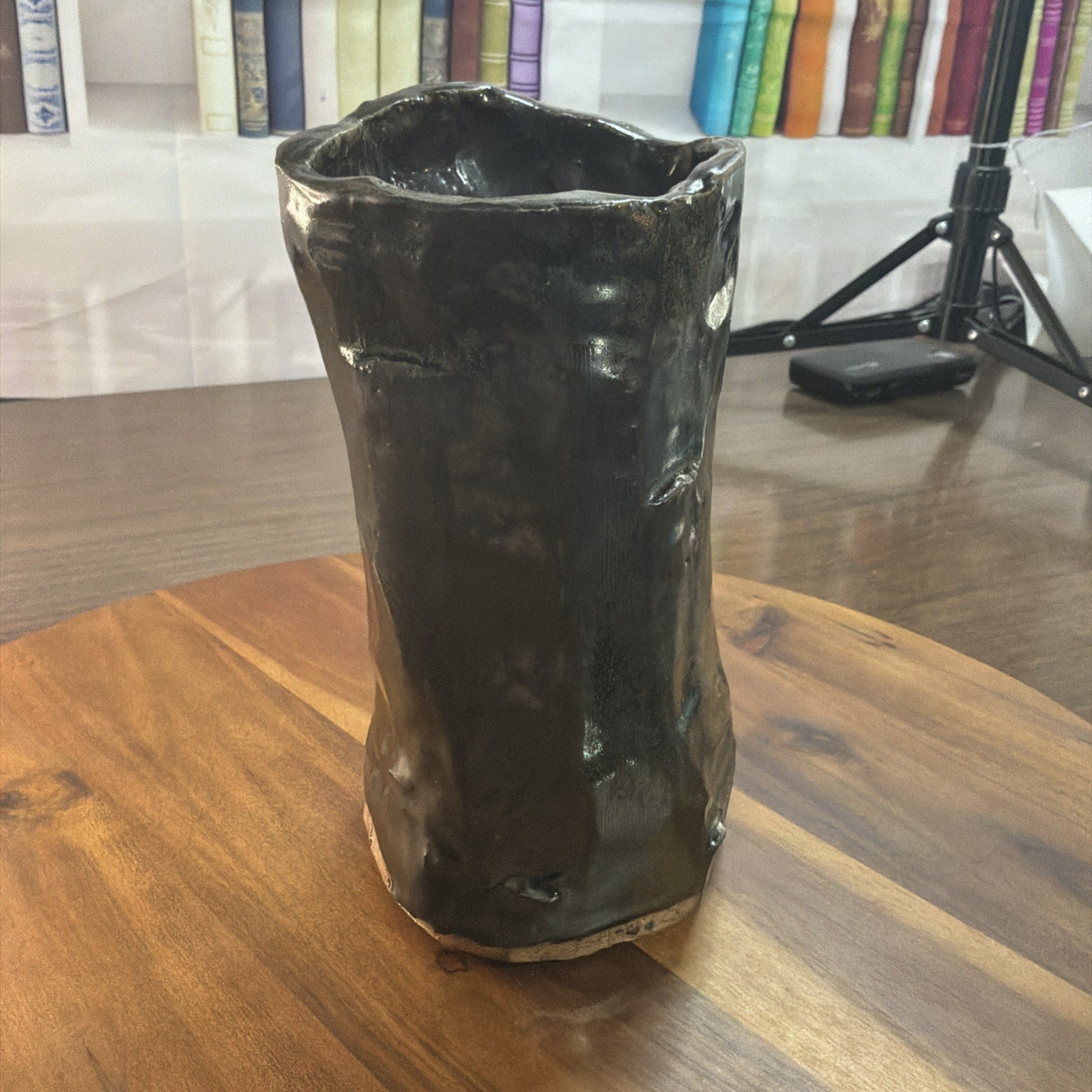 Abstract Free Flow Stoneware, Vintage Studio Pitcher Vase, 4 Lb, Statement Piece