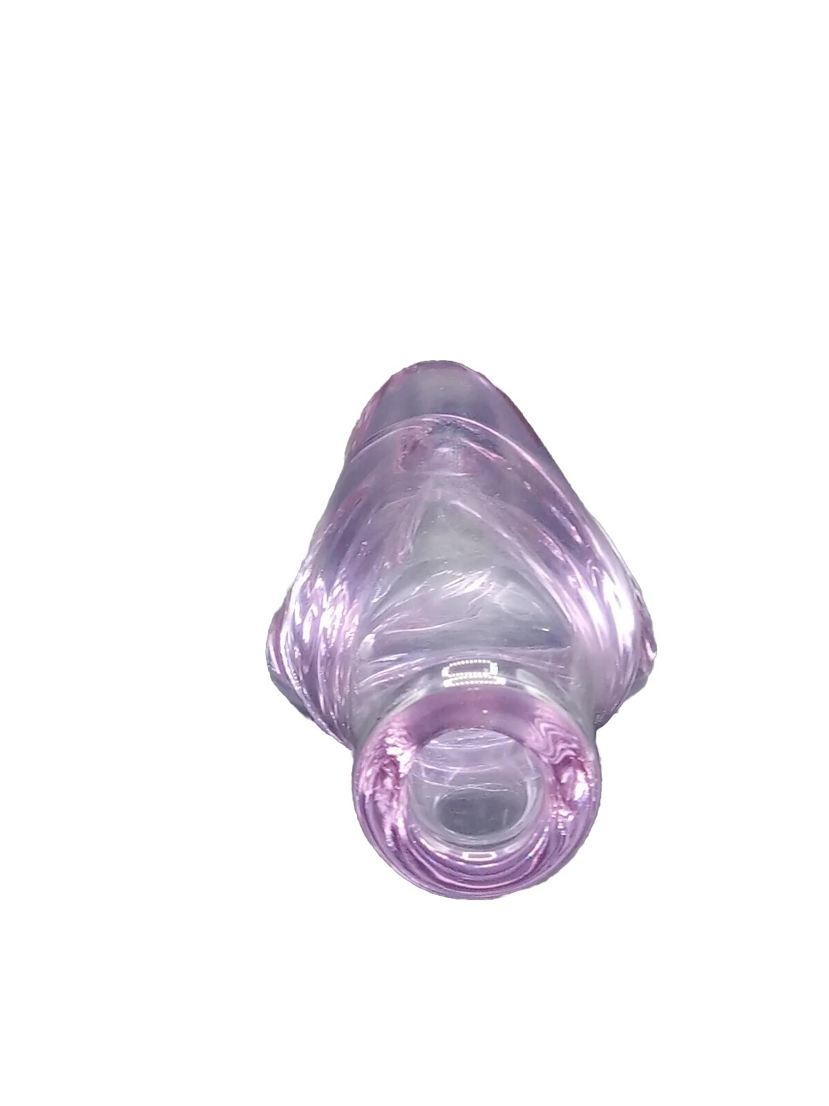 VTG PURPLE ART GLASS VASE HAND MADE 5 INCHES TALL 3 INCHES ACROSS TRIANGULAR…