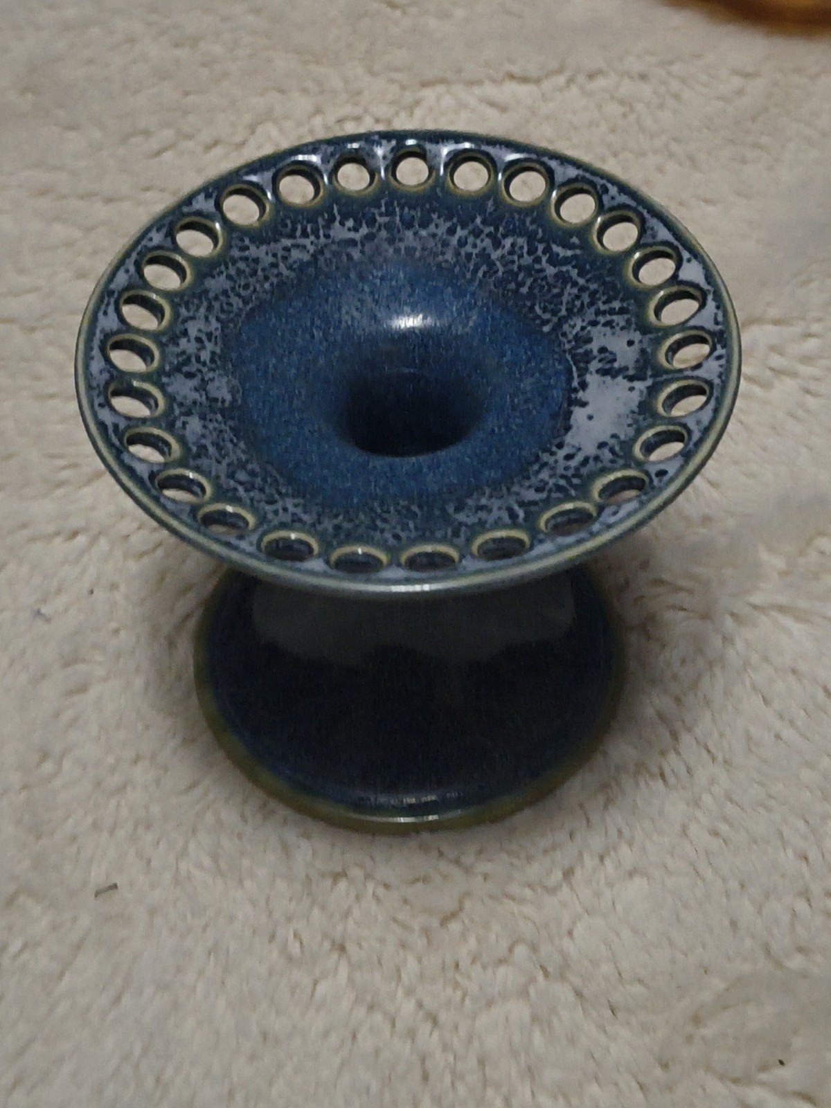 Vintage Art Pottery Earring Holder Organizer Blue Cobalt Jewelry Organizer