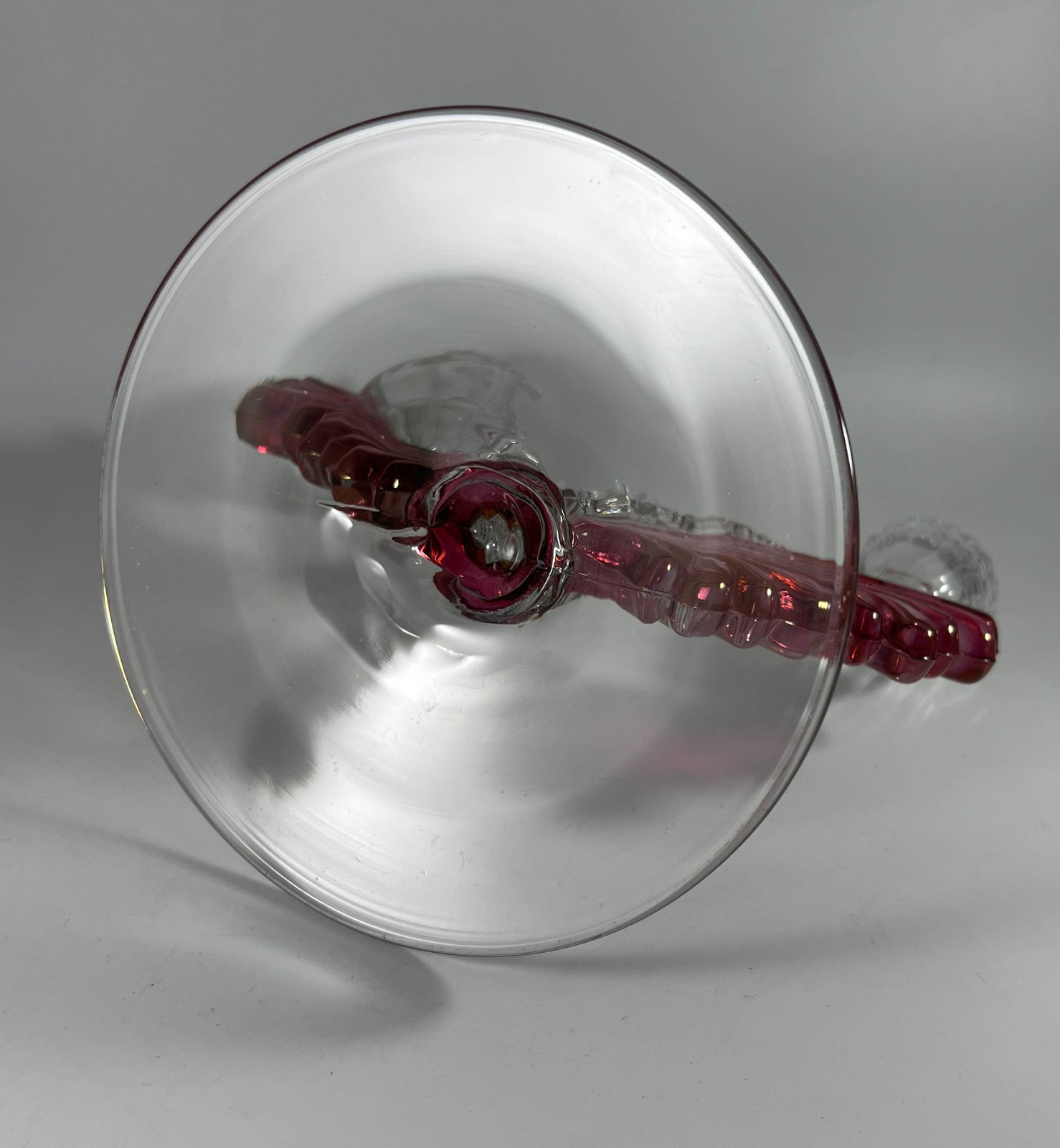 Tiffin Glass Feather Wing Pink Double Arm Candlestick Candle Holder Candelabra