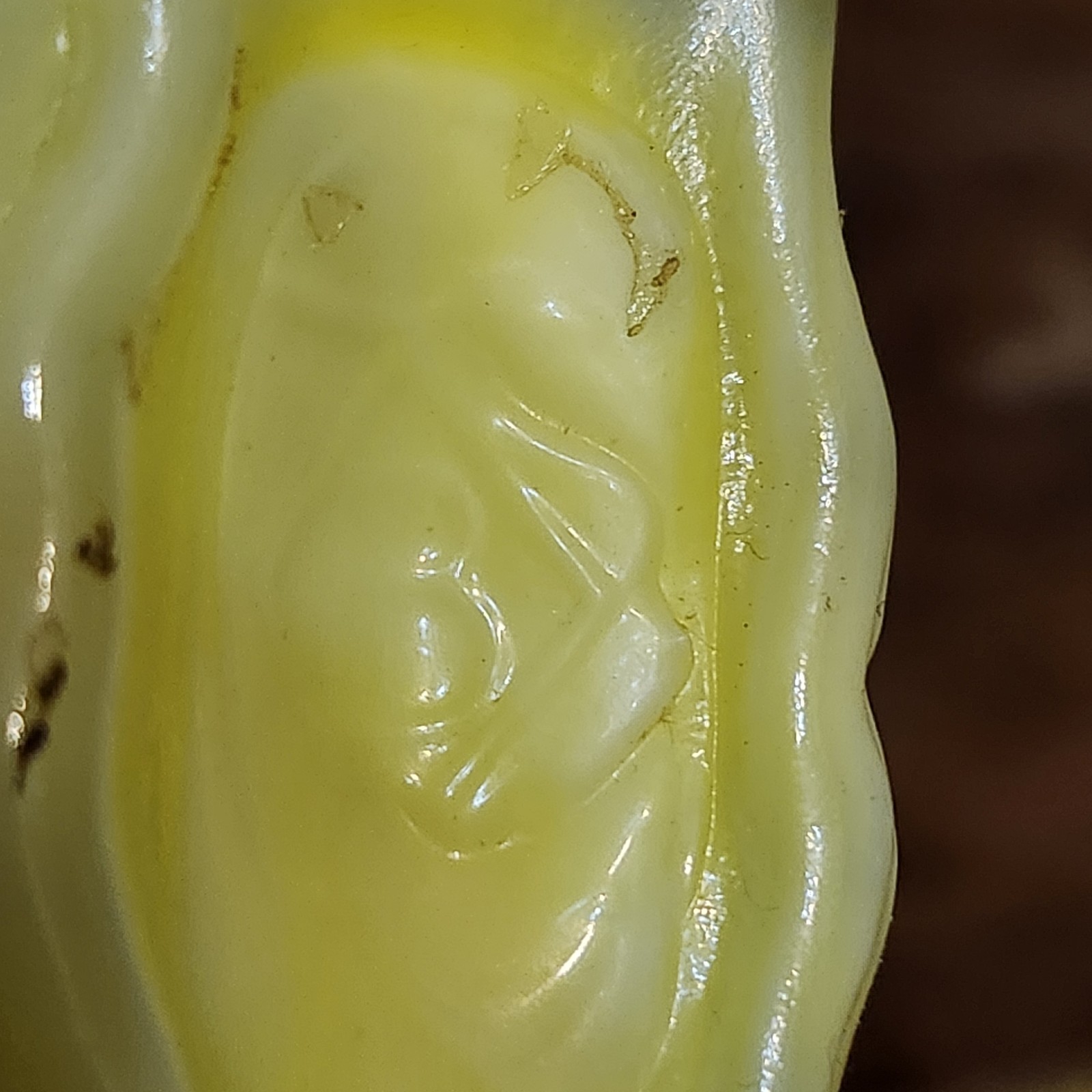 Boyd Glass Virgil Two Faced Happy Sad Clown Yellow Custard Slag Glass UV Glows