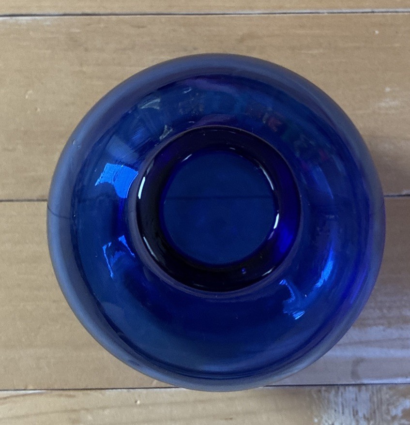 Cobalt Blue Art Glass Accent Vase Jar Blenko Sapphire Style Art Deco 5.5″